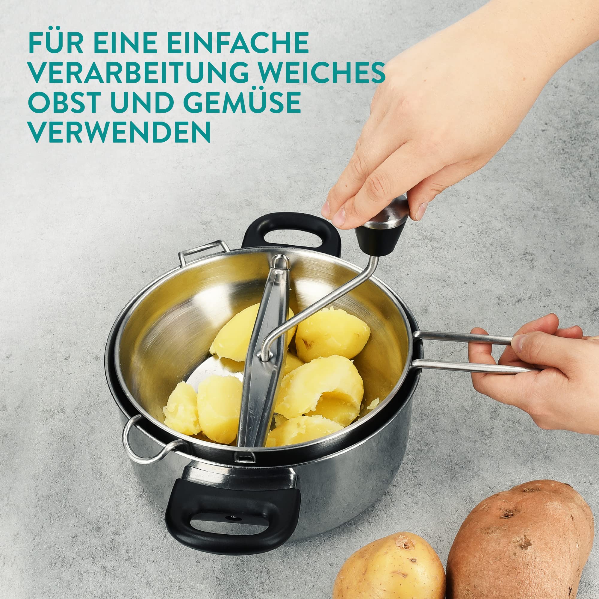 navaris-kitchen-passierm-hle-edelstahl-mit-3-eins-tzen image 2