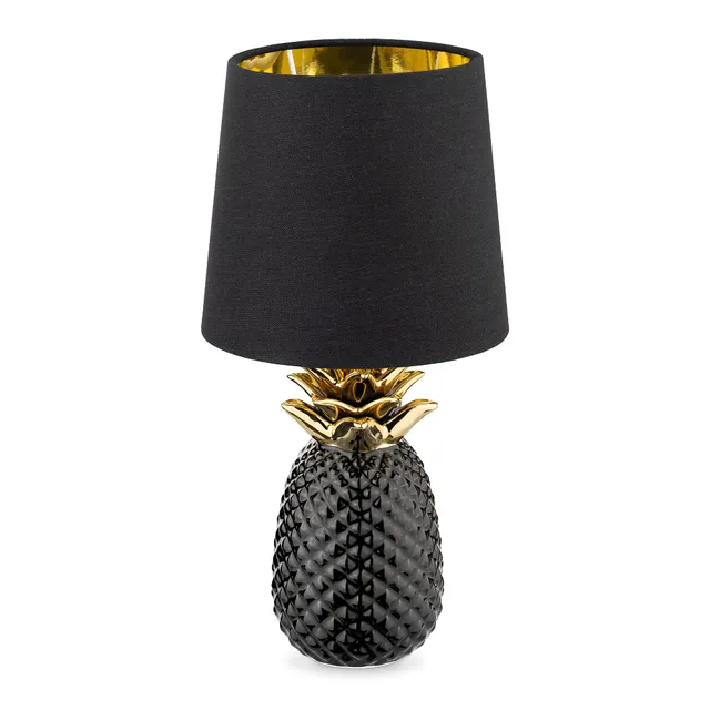 navaris-ananas-tischlampe-keramik-35-cm-schwarz-schwarz-e14 image 1