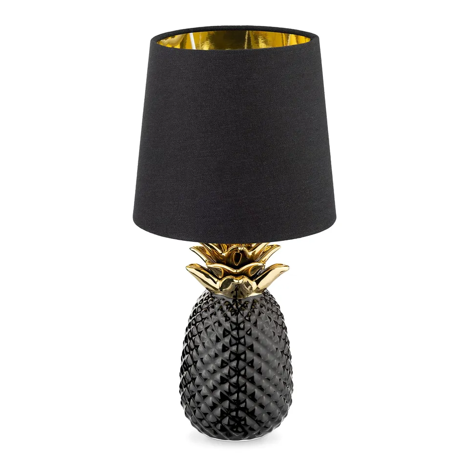 navaris-ananas-tischlampe-keramik-35-cm-schwarz-schwarz-e14 image 1