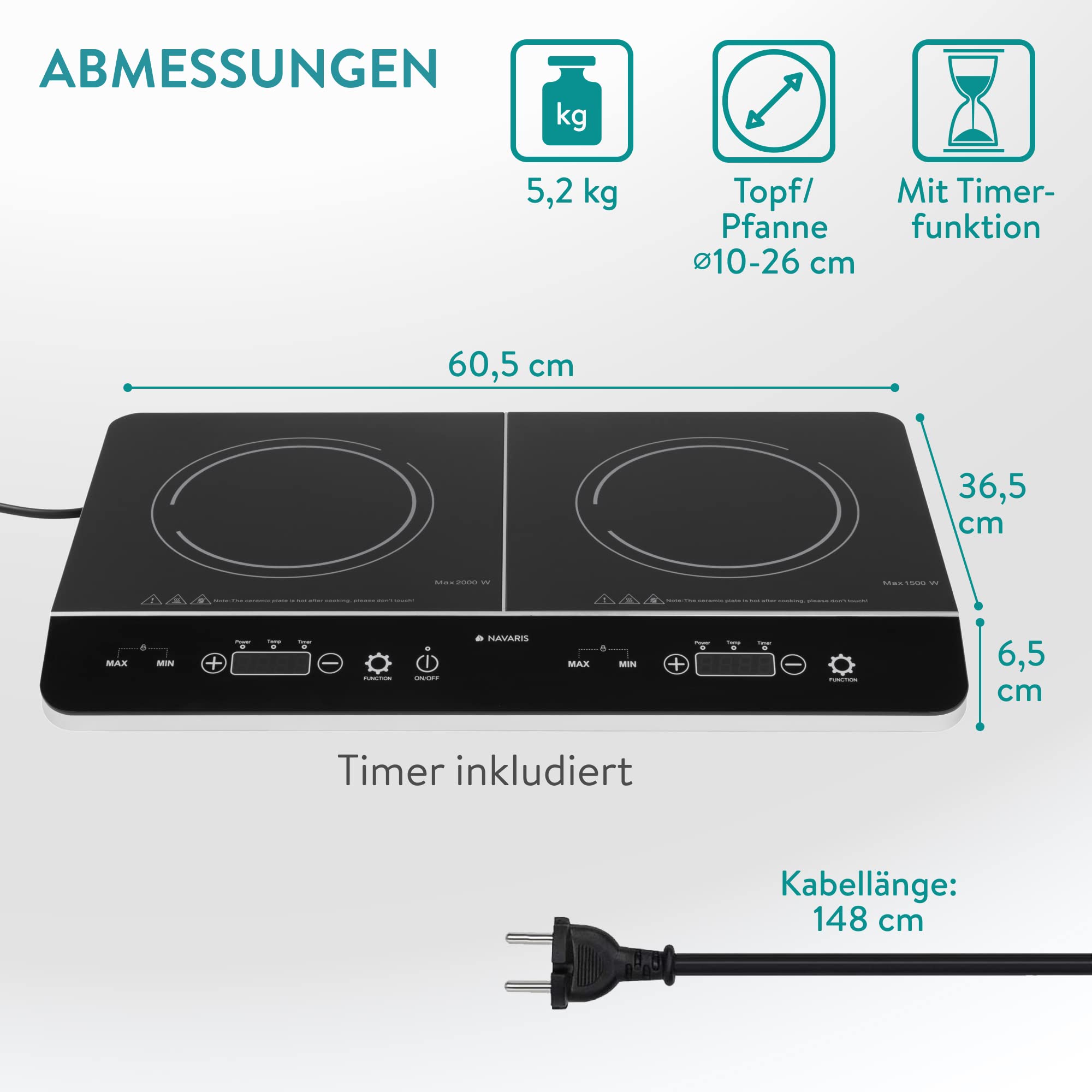 navaris-kitchen-induktionskochfeld-2-platten-3500w-mobil image 6