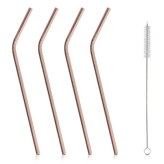 navaris-kitchen-edelstahl-trinkhalme-gebogen-ros-gold-4er-set image 1