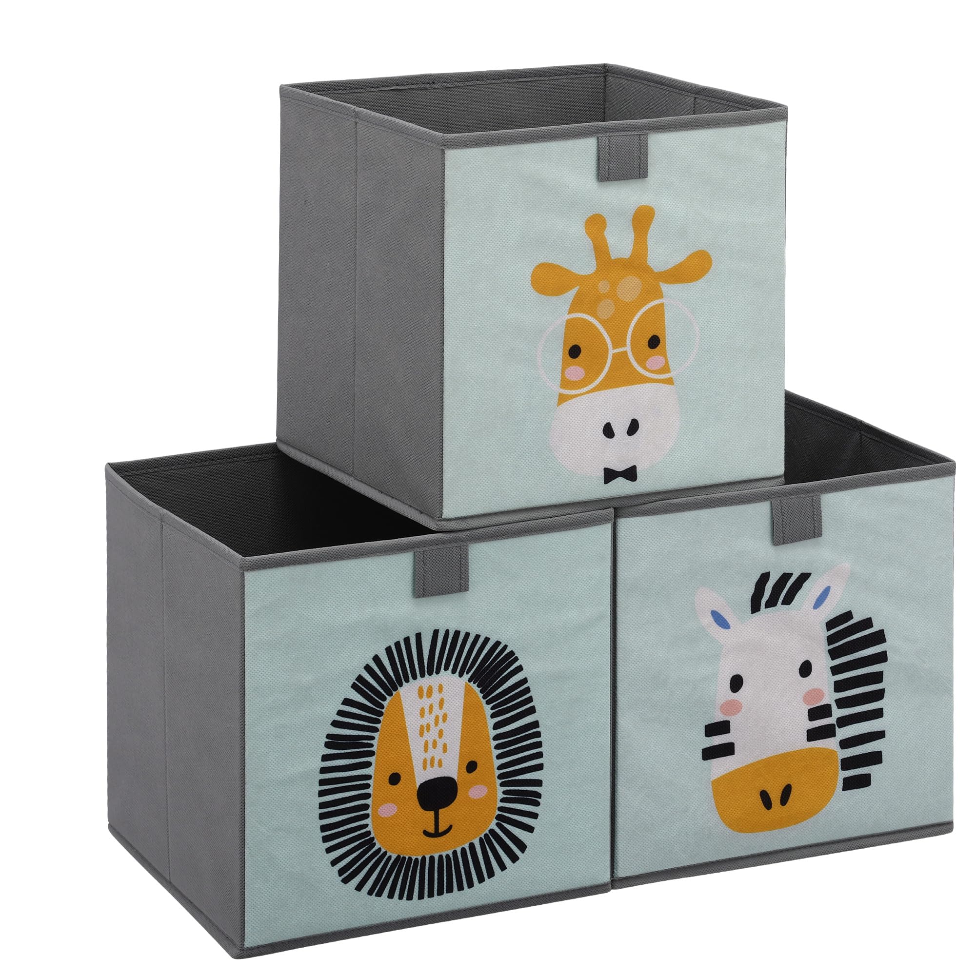 navaris-children-aufbewahrungsbox-28cm-3er-set-tier-motiv-mit-griff image 1