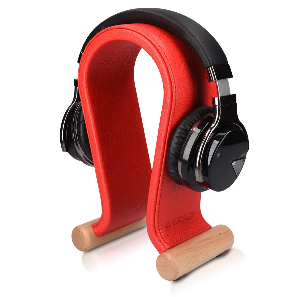 navaris-omega-kopfh-rerst-nder-headset-halter-rot-kunstleder image 1