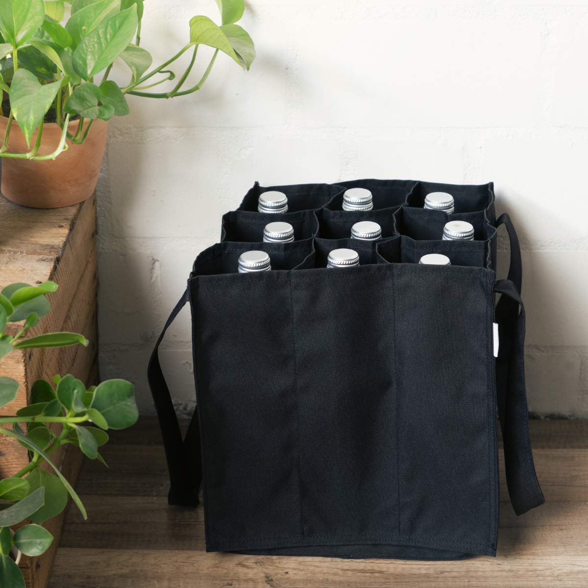 navaris-bottlebag-flaschentasche-9-f-cher-27cm-schwarz image 2