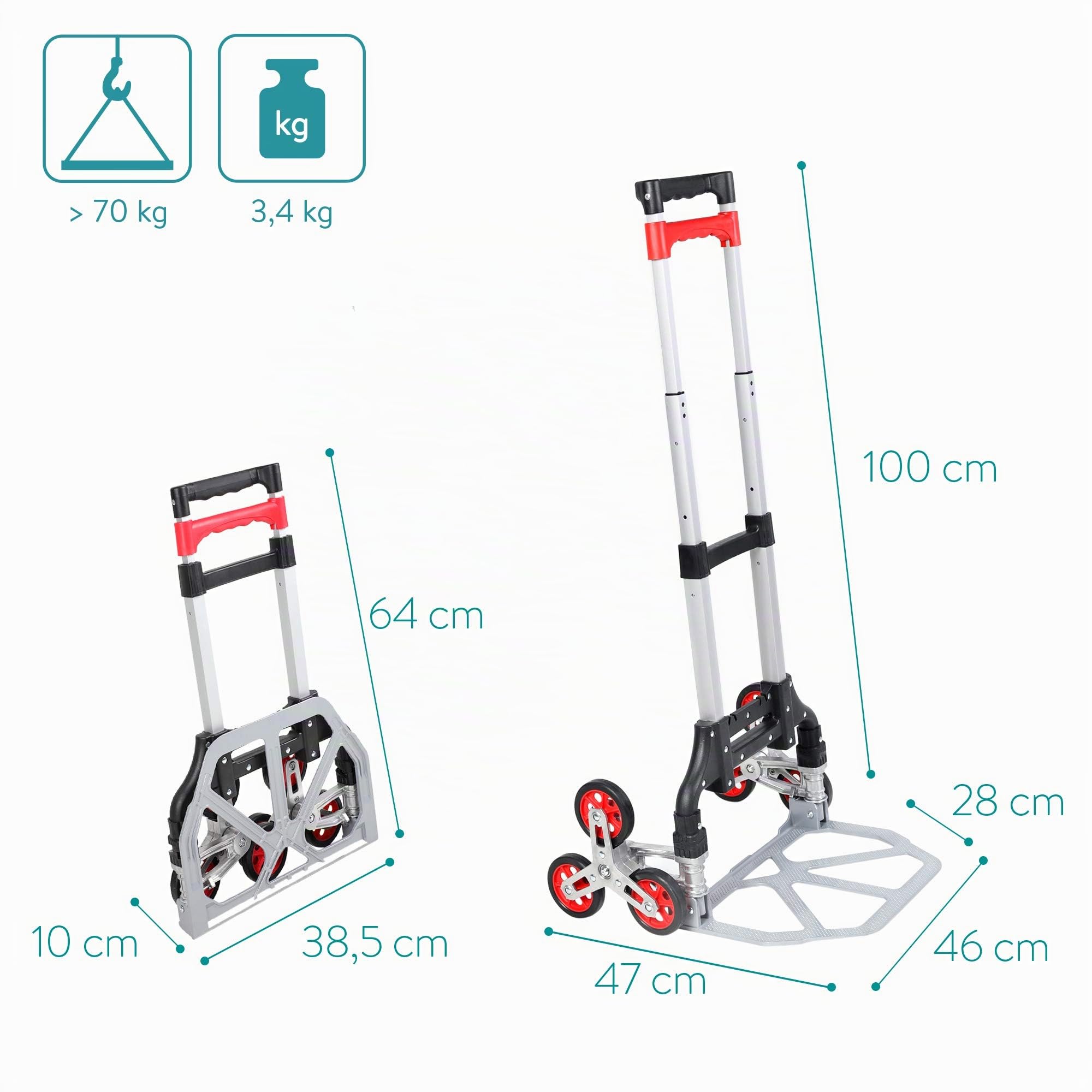 navaris-sackkarre-faltbar-alu-treppensteiger-70-kg-mit-gurt image 6