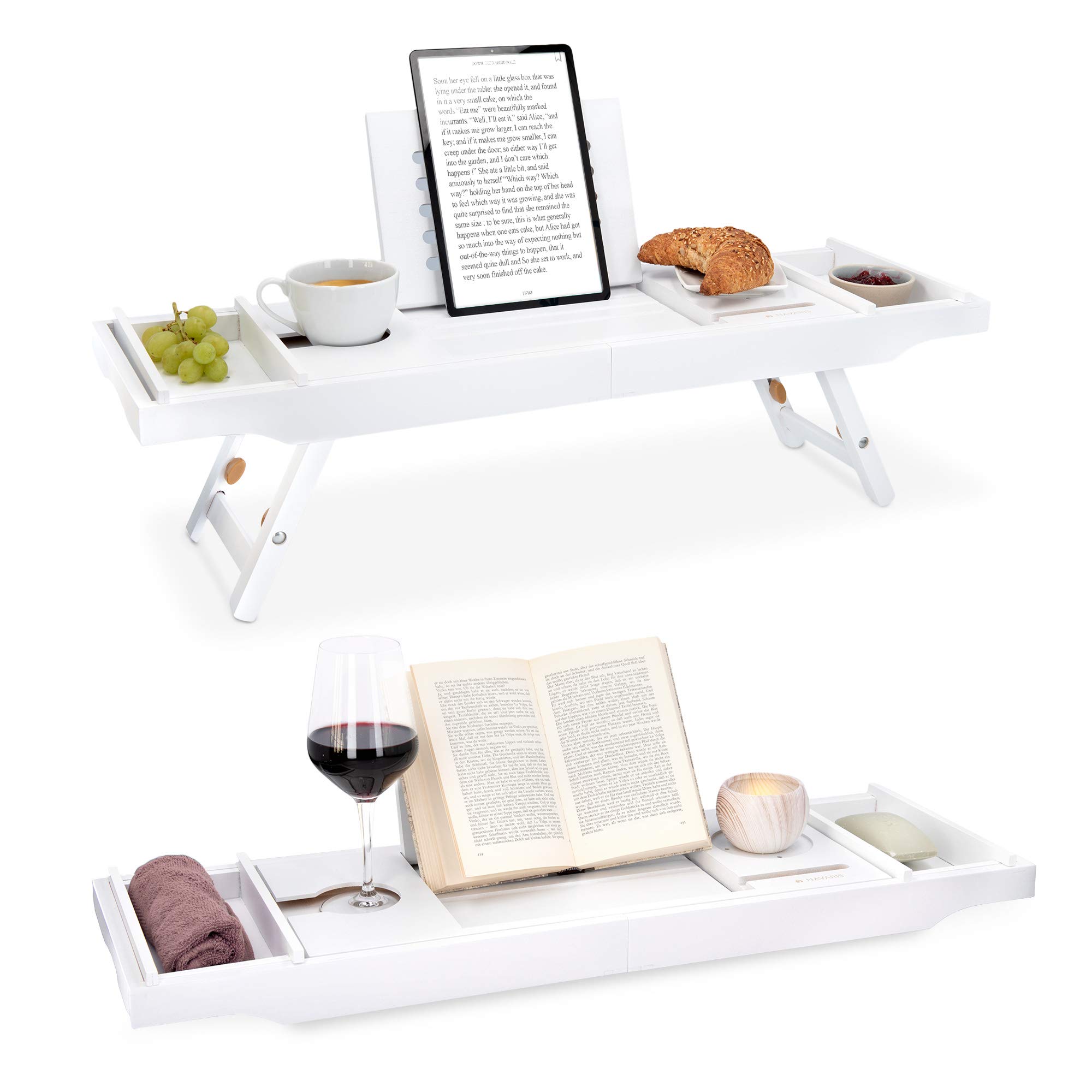 navaris-beauty-badewannenablage-bambus-wei-ausziehbar image 1