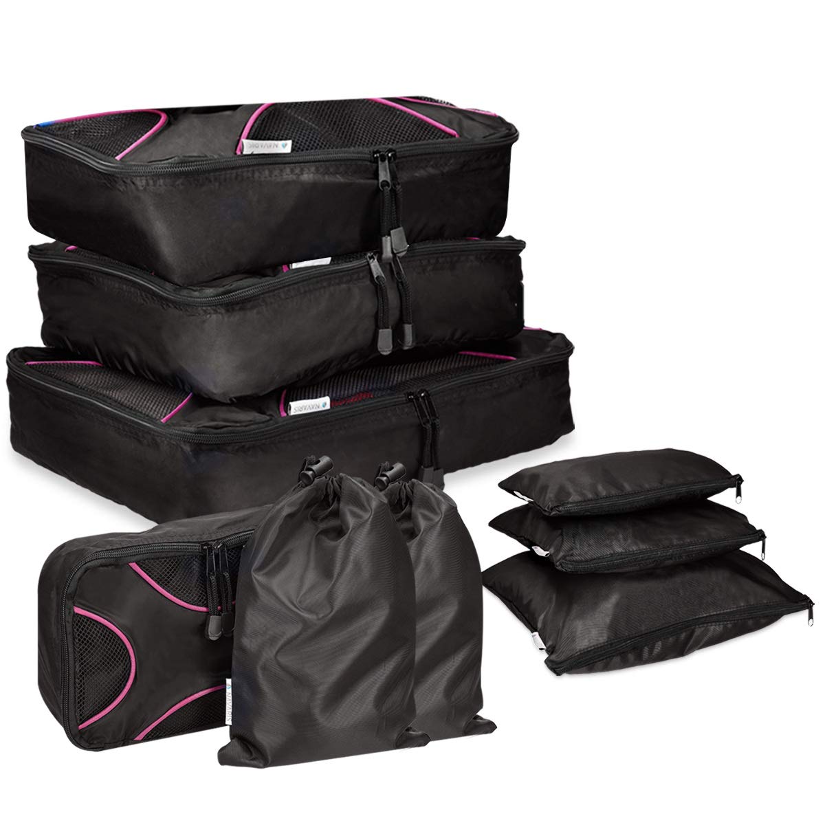 navaris-koffer-packtaschen-set-9-teilig-schwarz-pink image 5