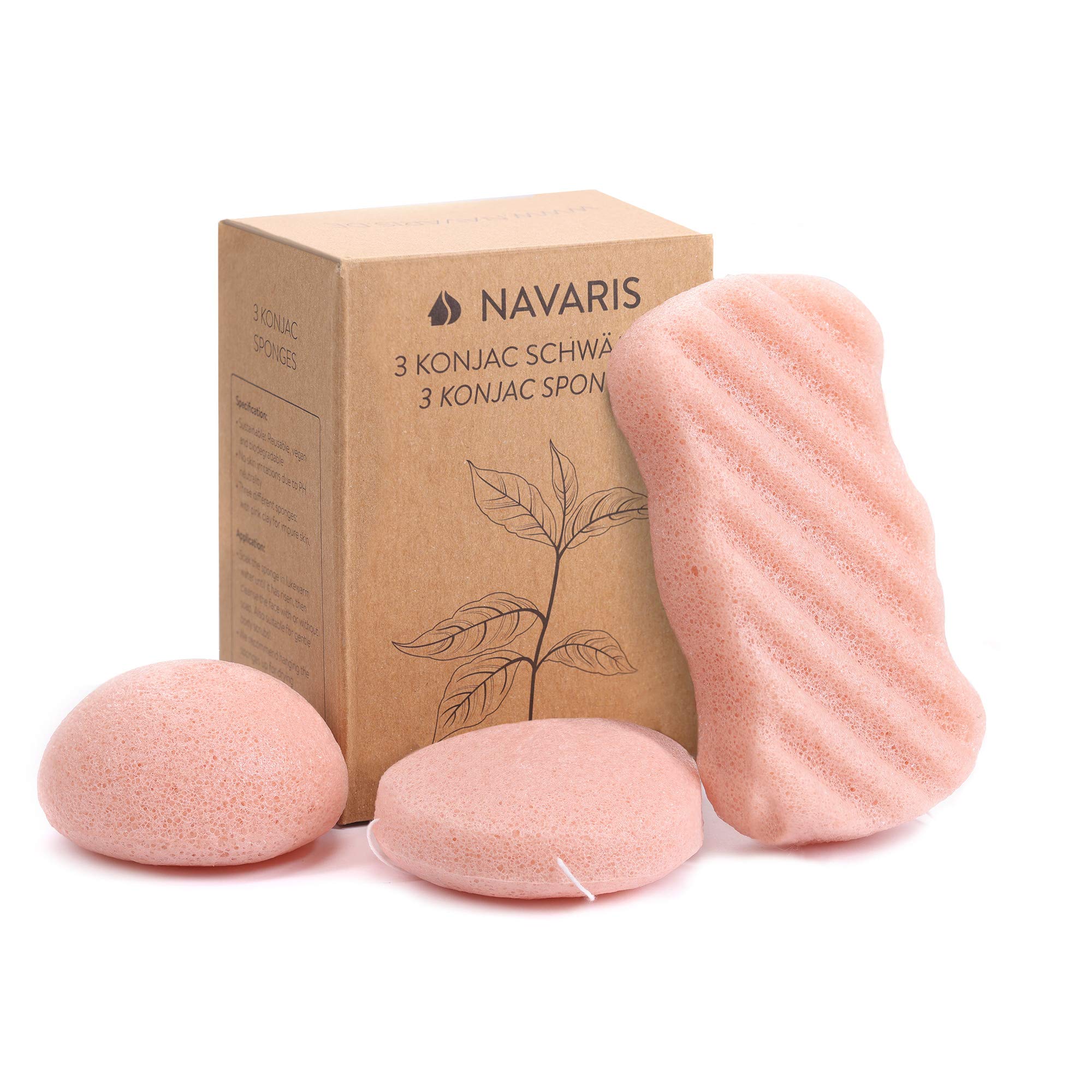 navaris-konjac-schwamm-rosa-tonerde-gesichtsschwamm-3er-set image 5