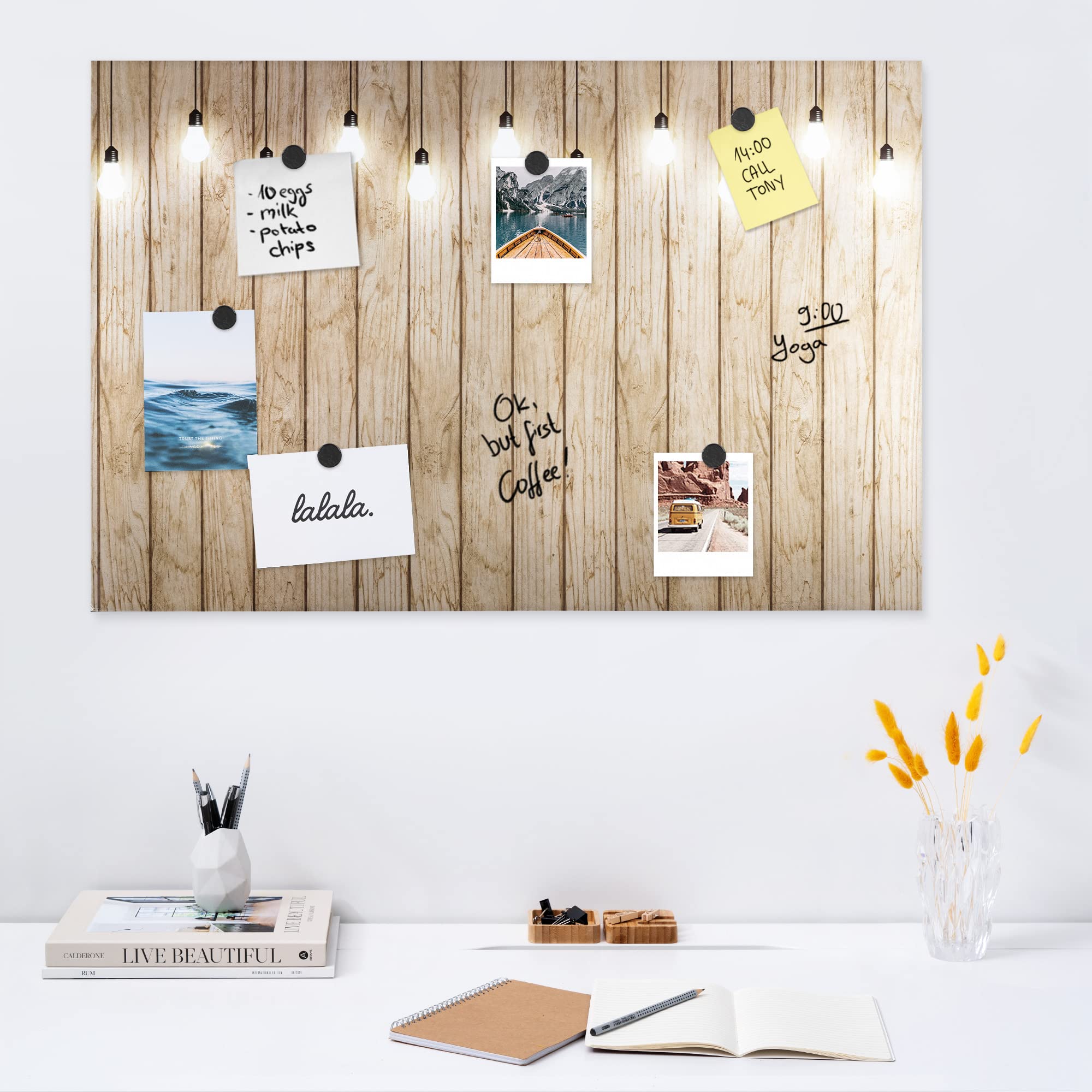 navaris-magnettafel-memoboard-60x40-magnetpinnwand-holzbalken image 2