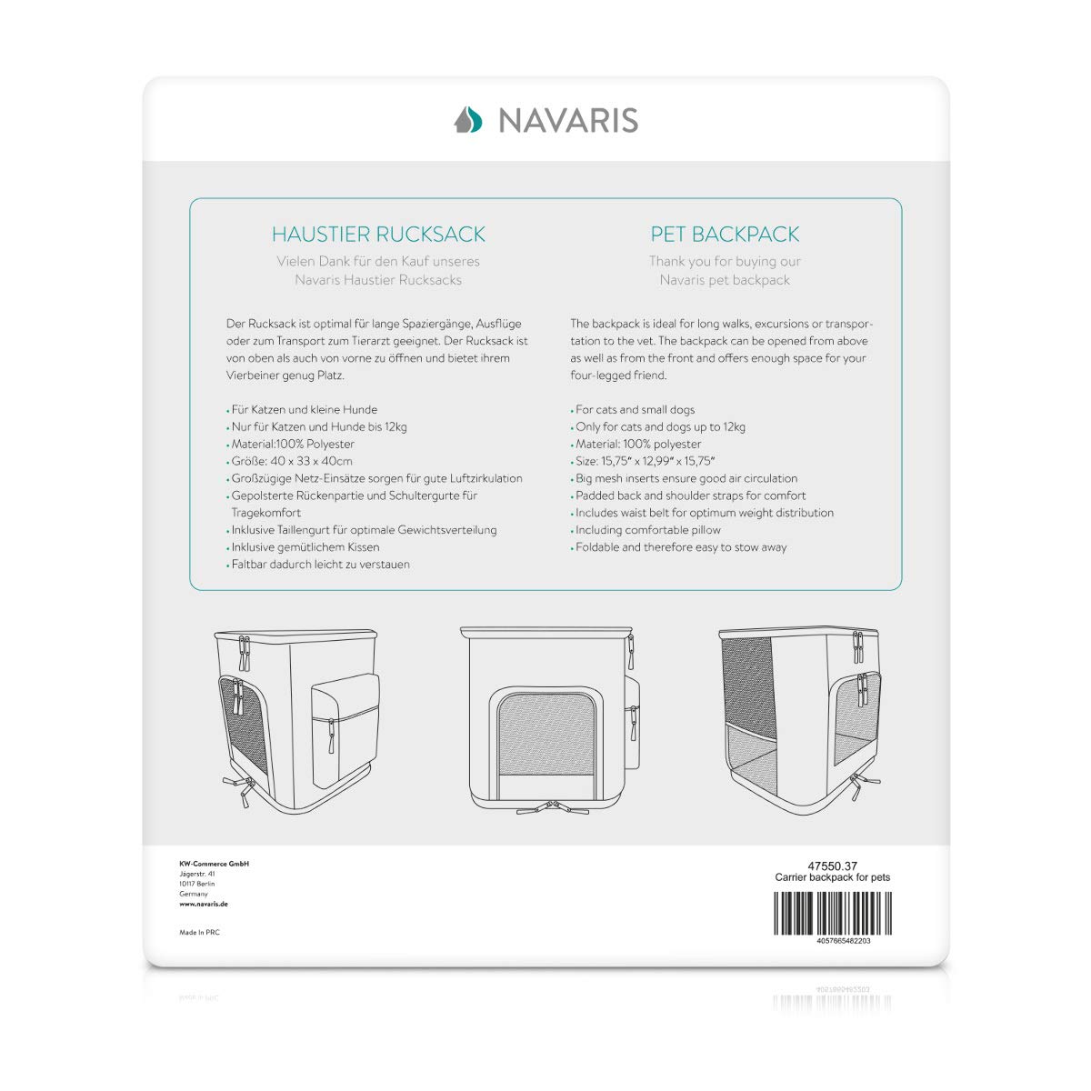 navaris-animals-hunderucksack-katzenrucksack-12-kg-gepolstert-faltbar image 7