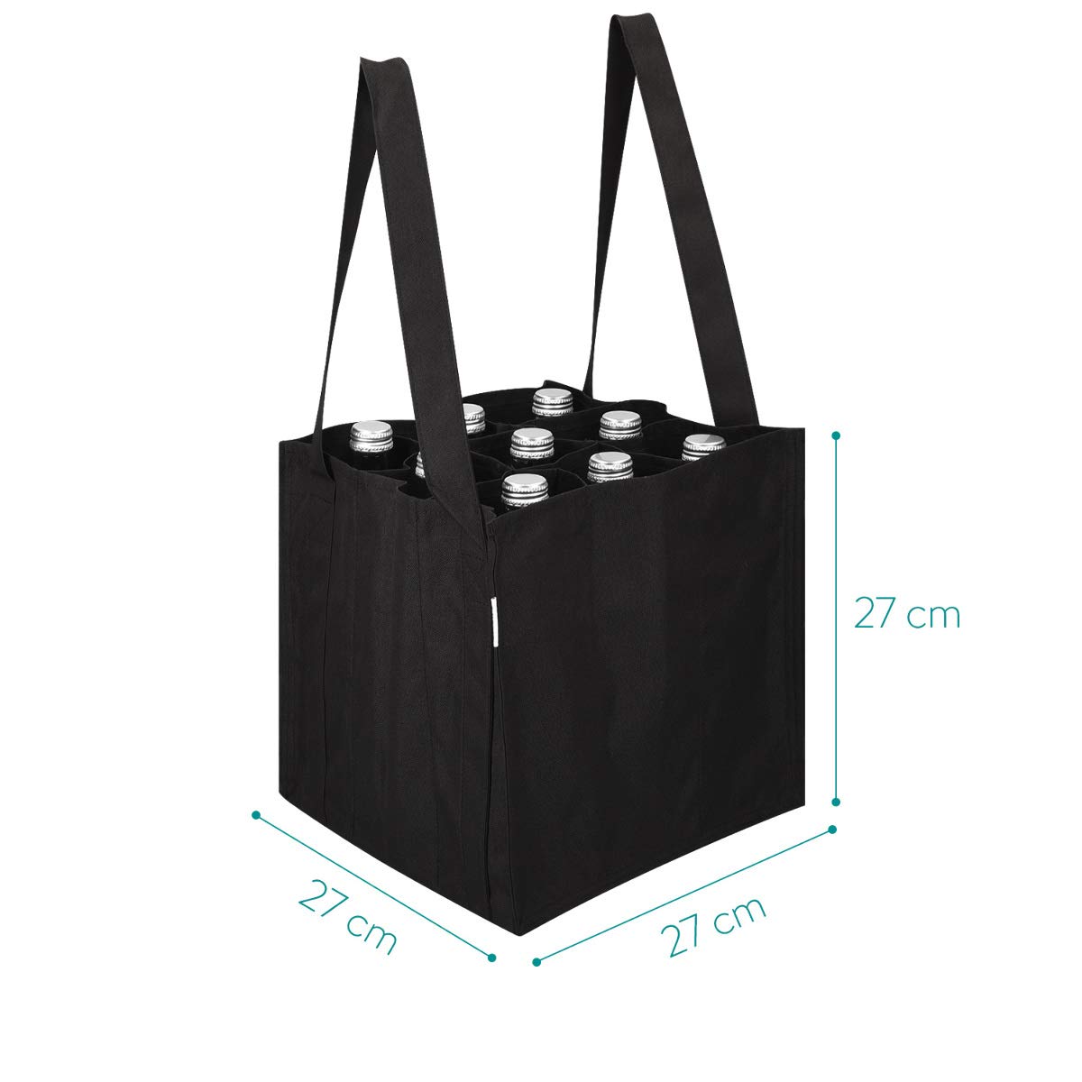 navaris-bottlebag-flaschentasche-9-f-cher-27cm-schwarz image 4