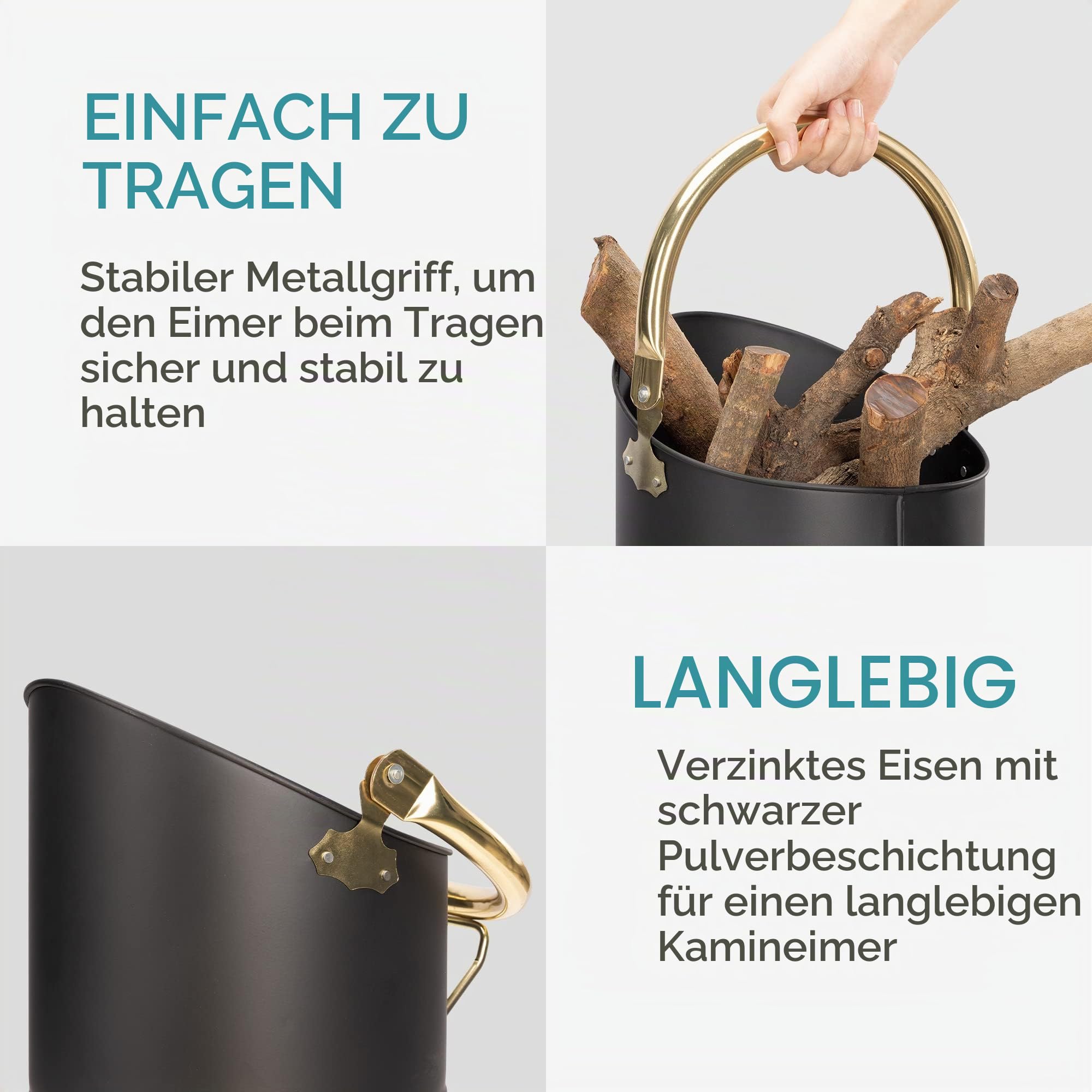 navaris-living-ascheeimer-mit-schaufel-metalleimer-schwarz-gold image 4