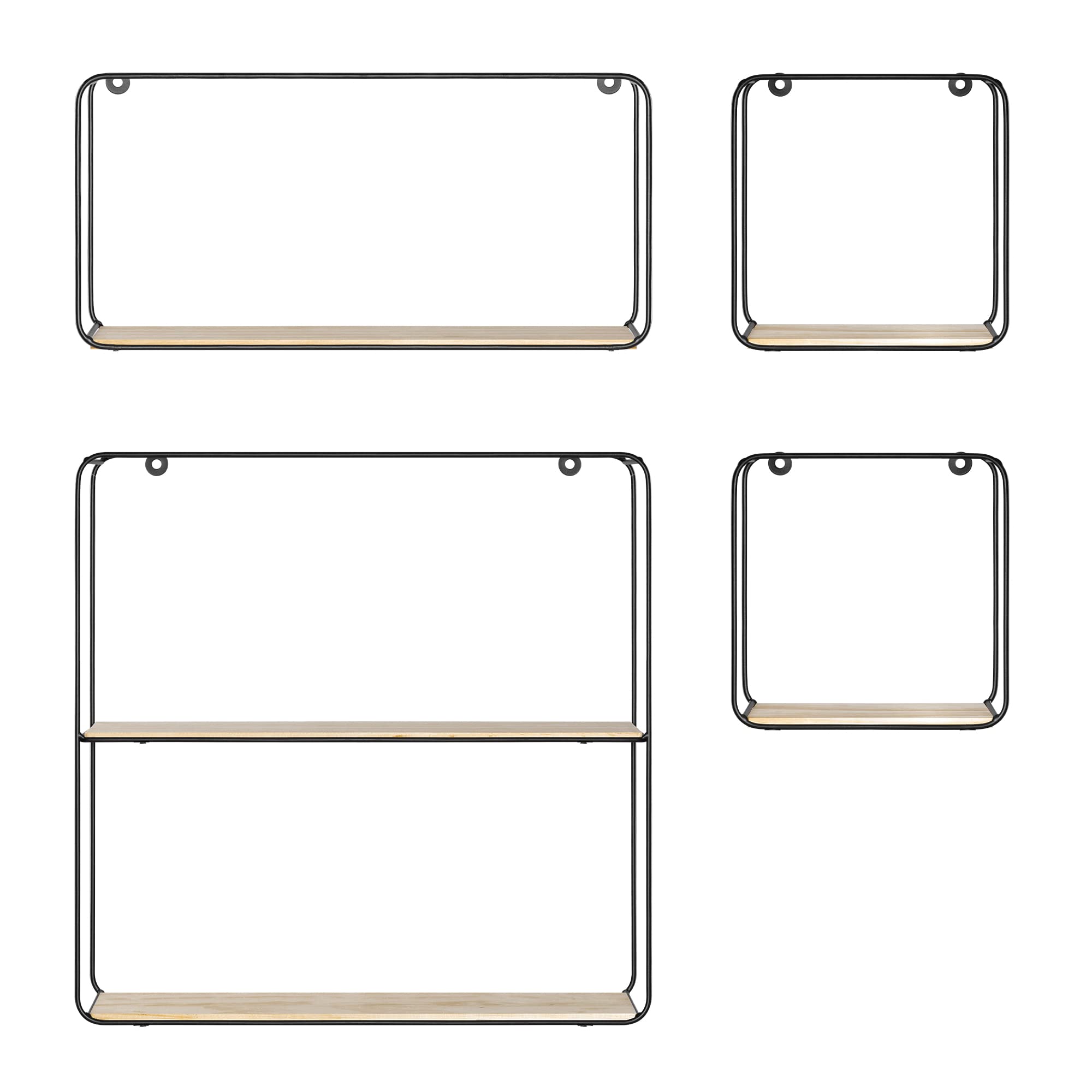 navaris-office-wandregal-4er-set-metall-holz-schwarz image 6