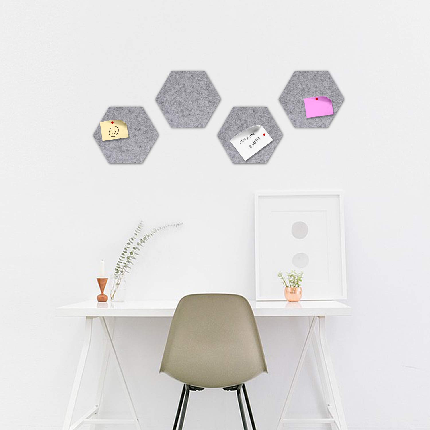 navaris-filz-memoboard-sechseckig-pinnwand-4er-set-hellgrau image 4