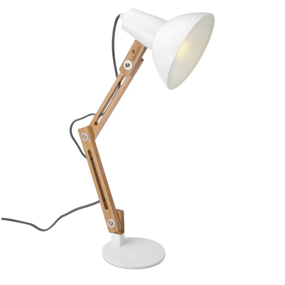 navaris-lighting-holz-schreibtischlampe-e27-wei-verstellbar image 1