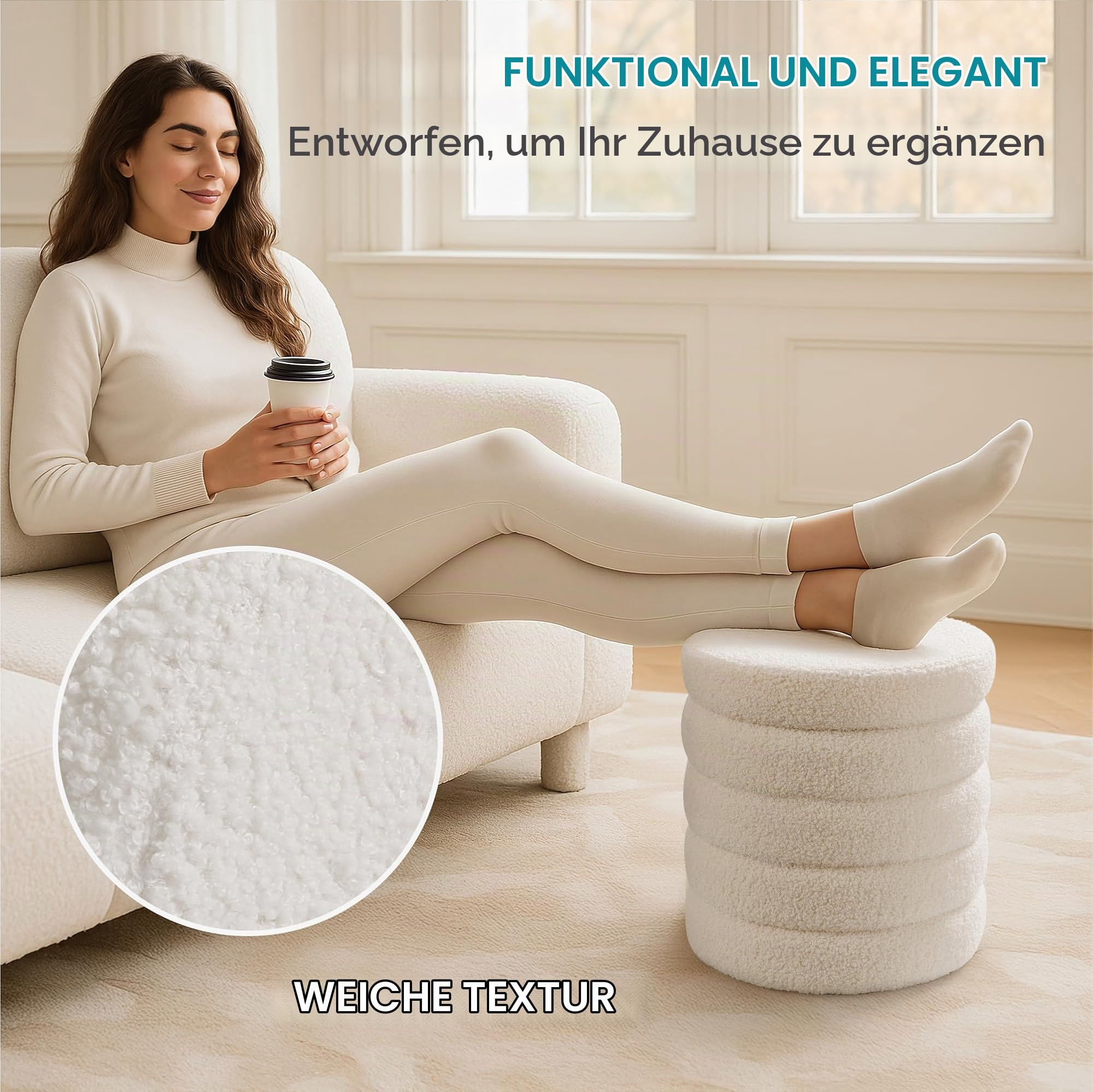 navaris-beauty-pouf-hocker-wei-rund-boucle-stauraum-teddy image 3