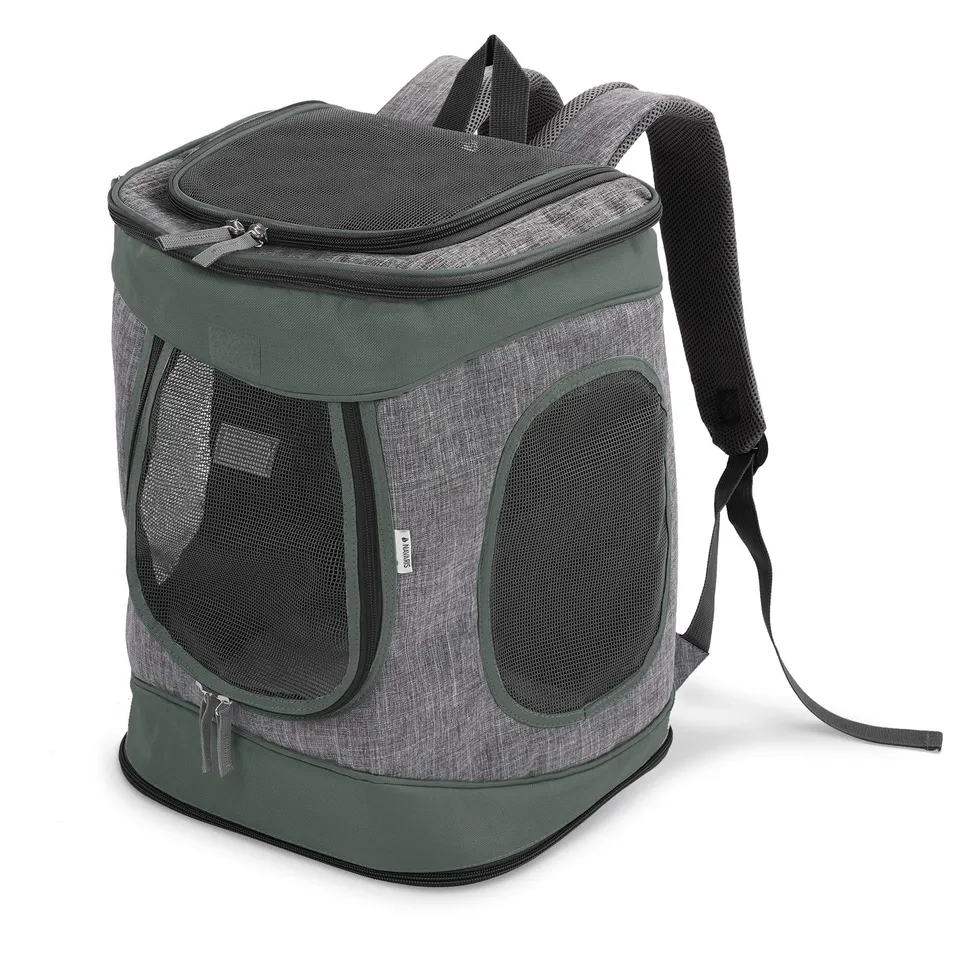 navaris-animals-hunderucksack-grau-15kg-faltbar-gepolstert image 1