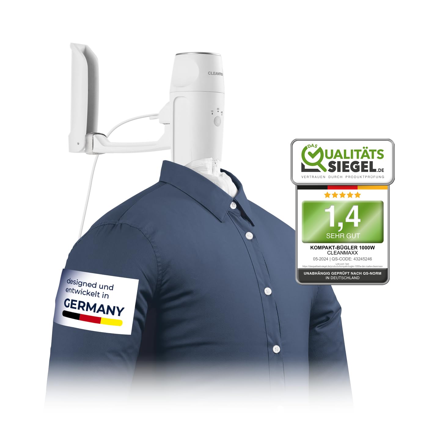 cleanmaxx-hemdenb-gler-pro-kompakt-b-gelger-t-wei-1000w-hei-luft image 1