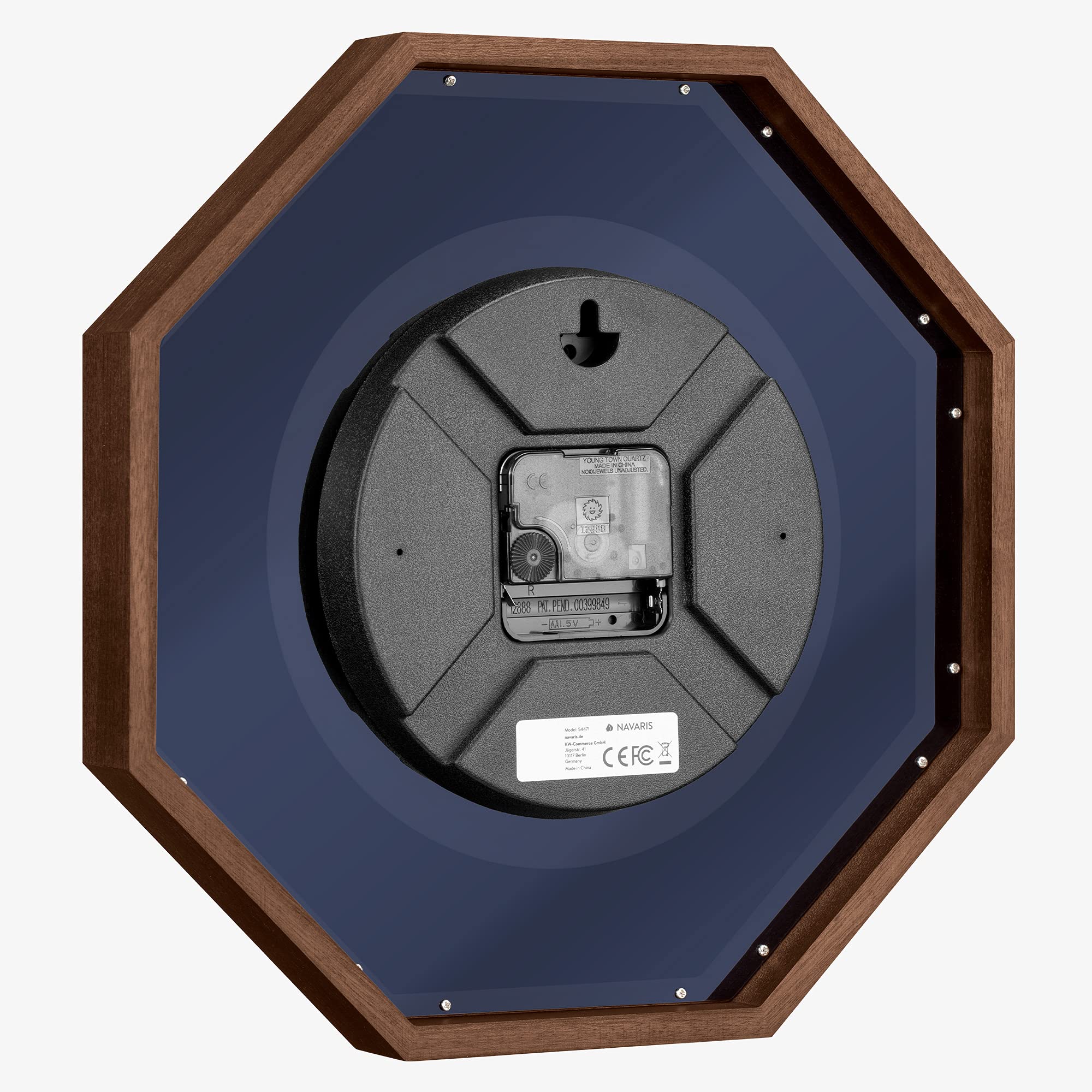 navaris-living-wanduhr-holz-achteck-30x30-dunkelbraun-analog image 6