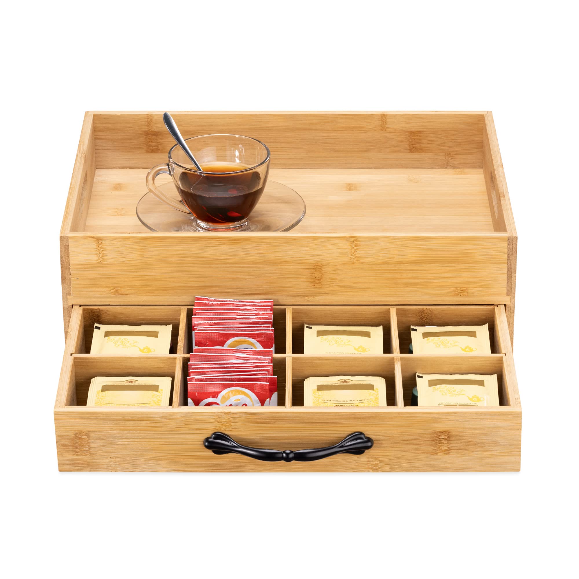 navaris-kitchen-teebox-bambus-12-f-cher-mit-tablett-hellbraun image 7