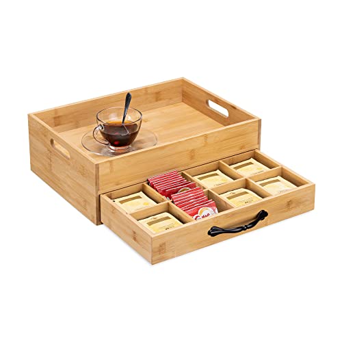 navaris-kitchen-teebox-bambus-12-f-cher-mit-tablett-hellbraun image 8