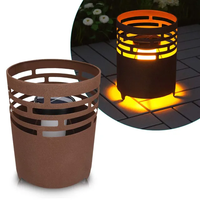 navaris-lighting-led-solar-feuerstelle-braun-gartenleuchte-25cm image 1