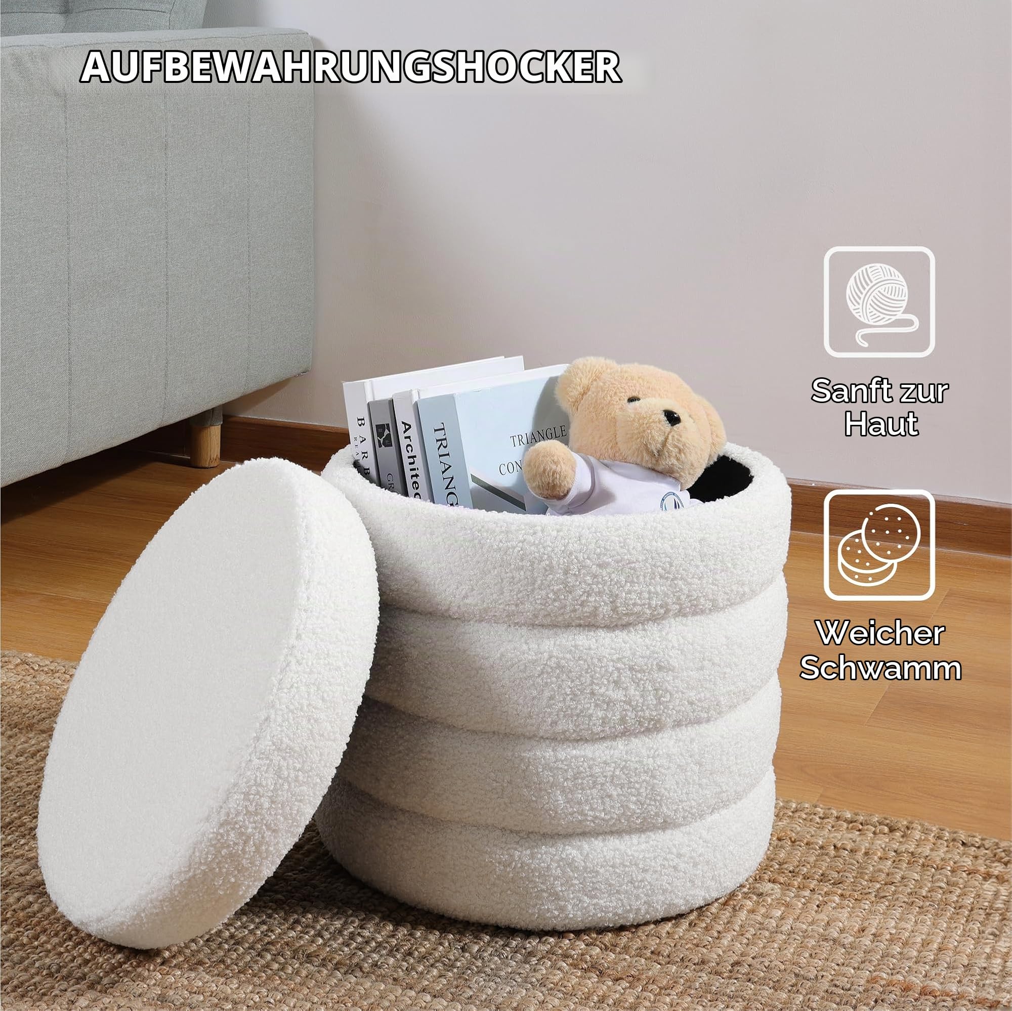 navaris-beauty-pouf-hocker-wei-rund-boucle-stauraum-teddy image 5