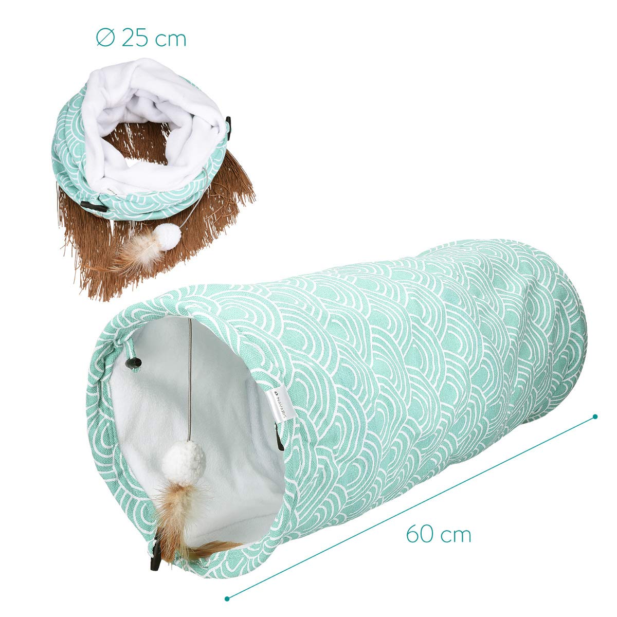 navaris-animals-katzentunnel-60x25-cm-spieltunnel-fleece-wellen image 6