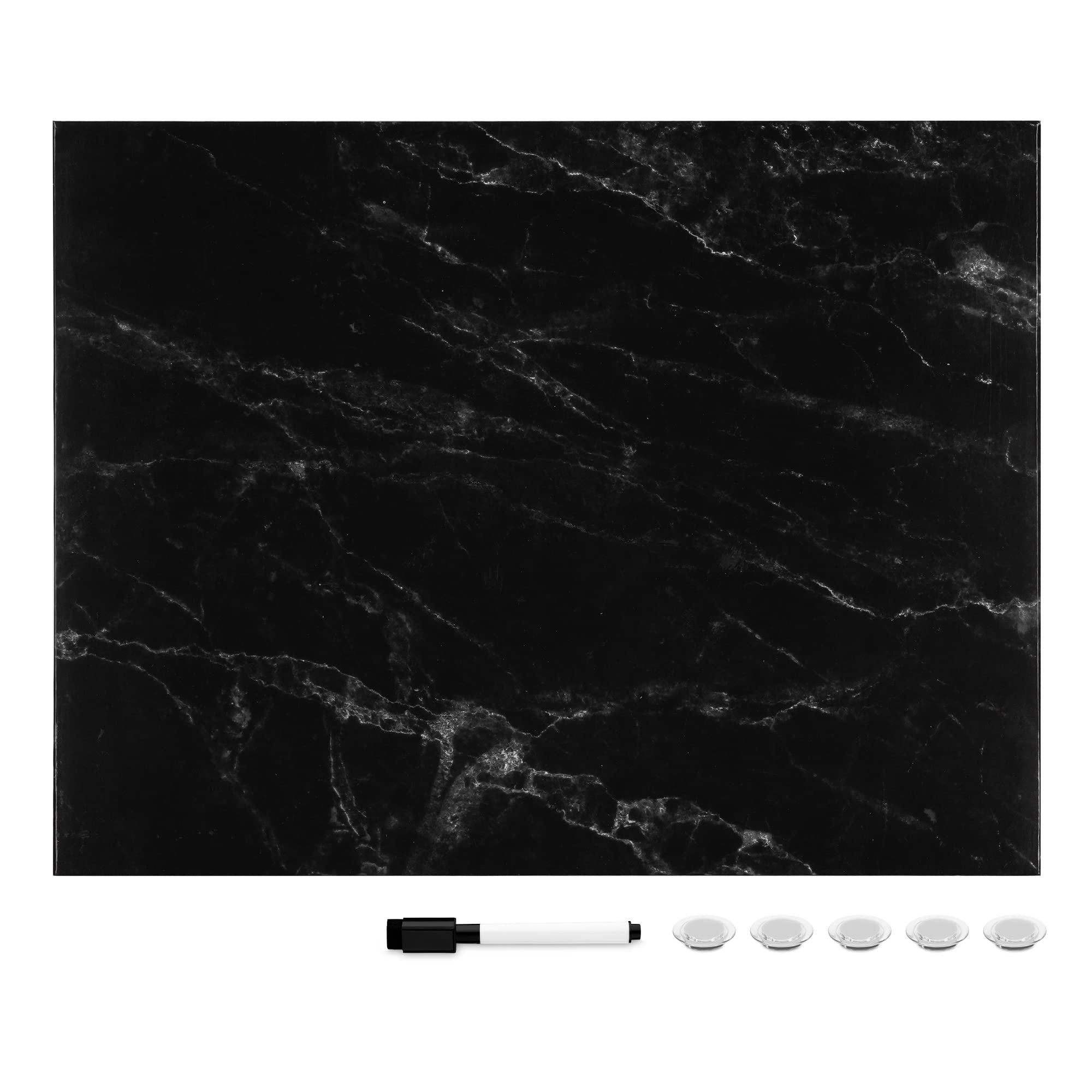 navaris-magnettafel-marmor-schwarz-33x43cm-beschreibbar image 5