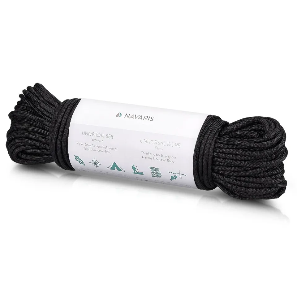 navaris-outdoor-survival-seil-4mm-30-5m-polyester-schwarz image 1