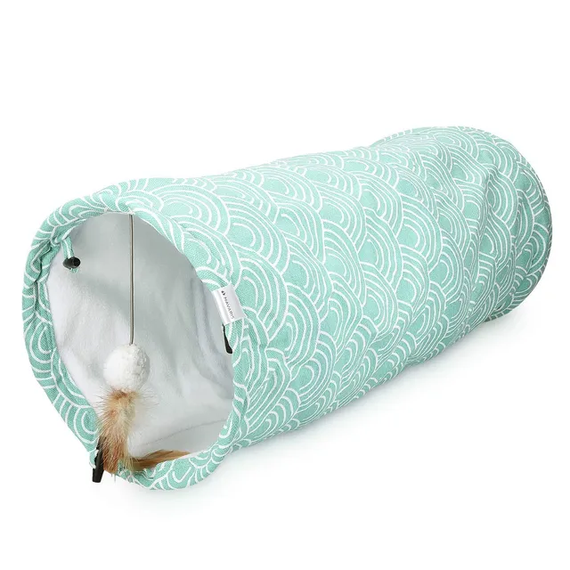 navaris-animals-katzentunnel-60x25-cm-spieltunnel-fleece-wellen image 1
