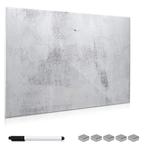 navaris-magnettafel-glas-90x60-cm-beton-optik-beschreibbar image 7