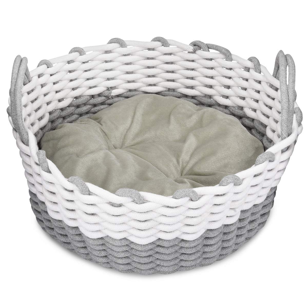 navaris-katzenkorb-stoff-korboptik-mit-kissen-38cm image 8