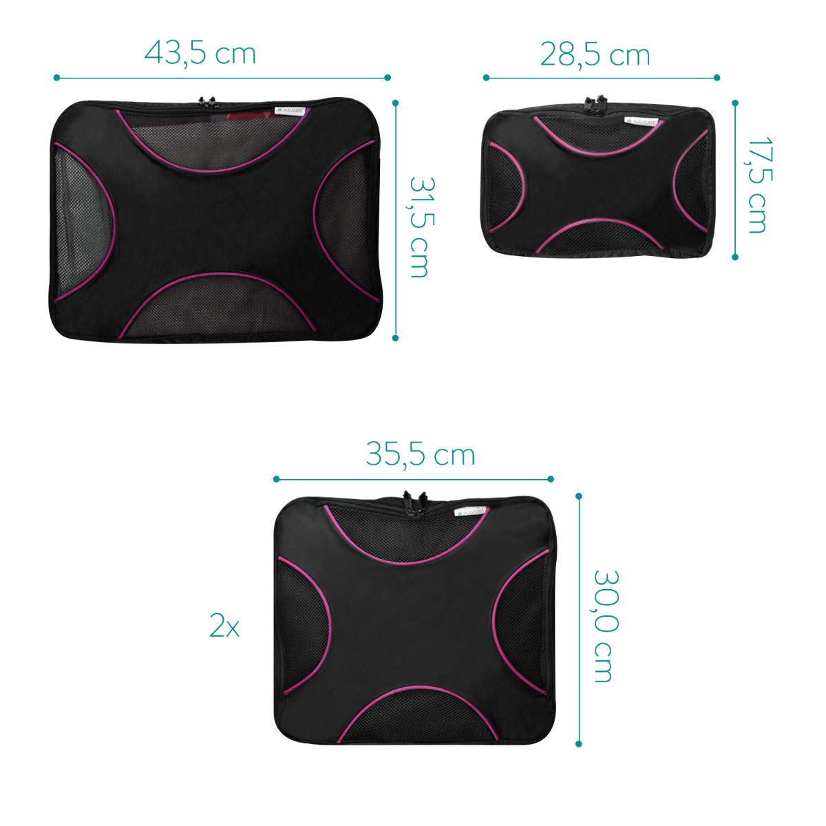 navaris-koffer-packtaschen-set-9-teilig-schwarz-pink image 4