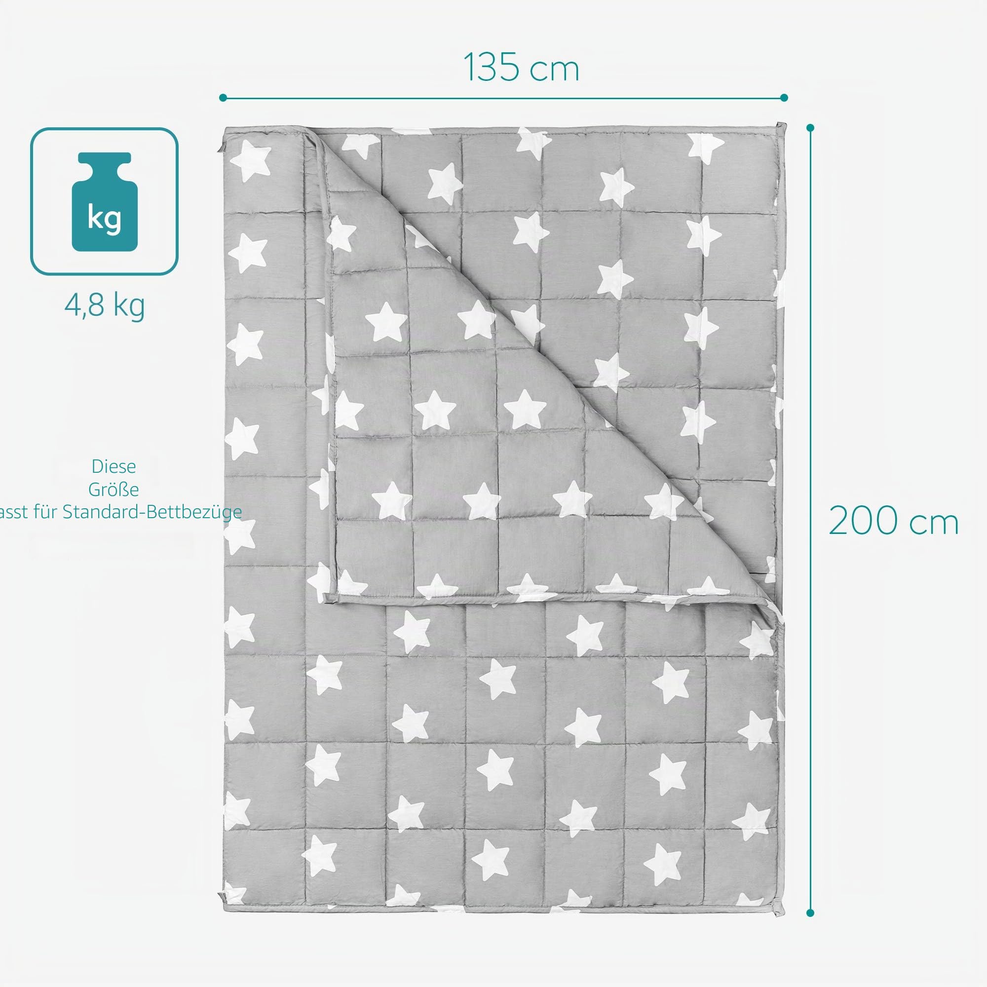 navaris-living-gewichtsdecke-135x200-4-8kg-baumwolle-sterne image 4