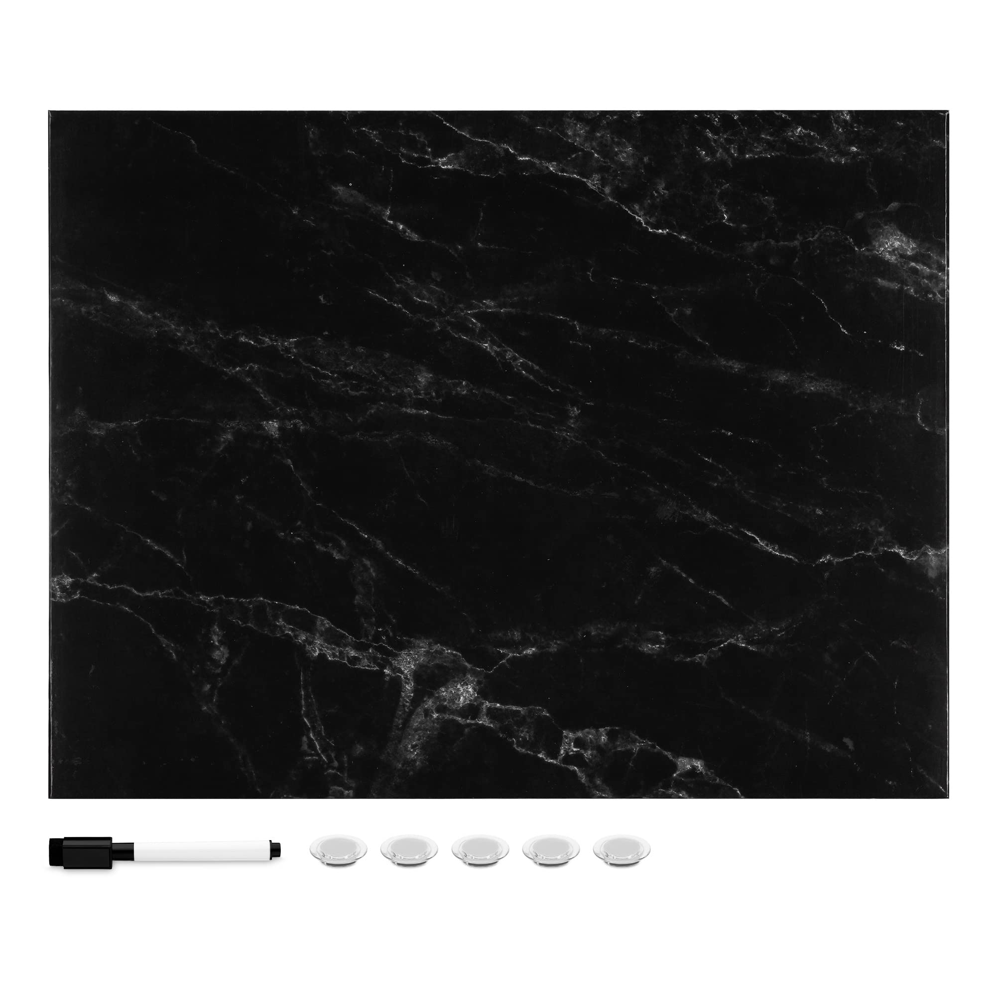 navaris-magnettafel-marmor-schwarz-33x43cm-beschreibbar image 1