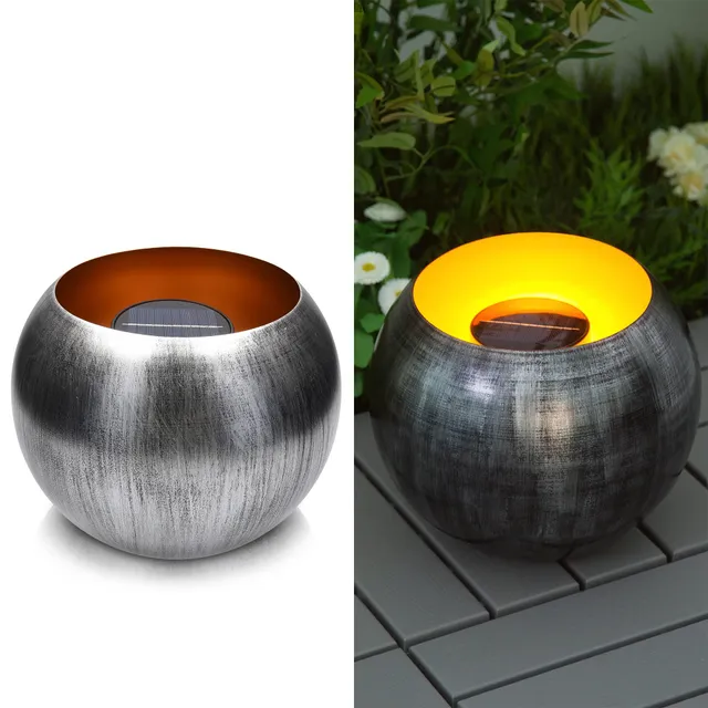 navaris-lighting-led-solar-feuerschale-gartenleuchte-silber-25cm image 1