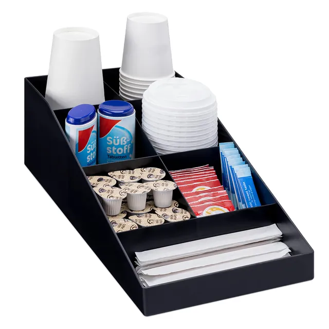 navaris-kaffee-organizer-kaffeebar-7-f-cher-aufbewahrungsbox-schwarz image 1