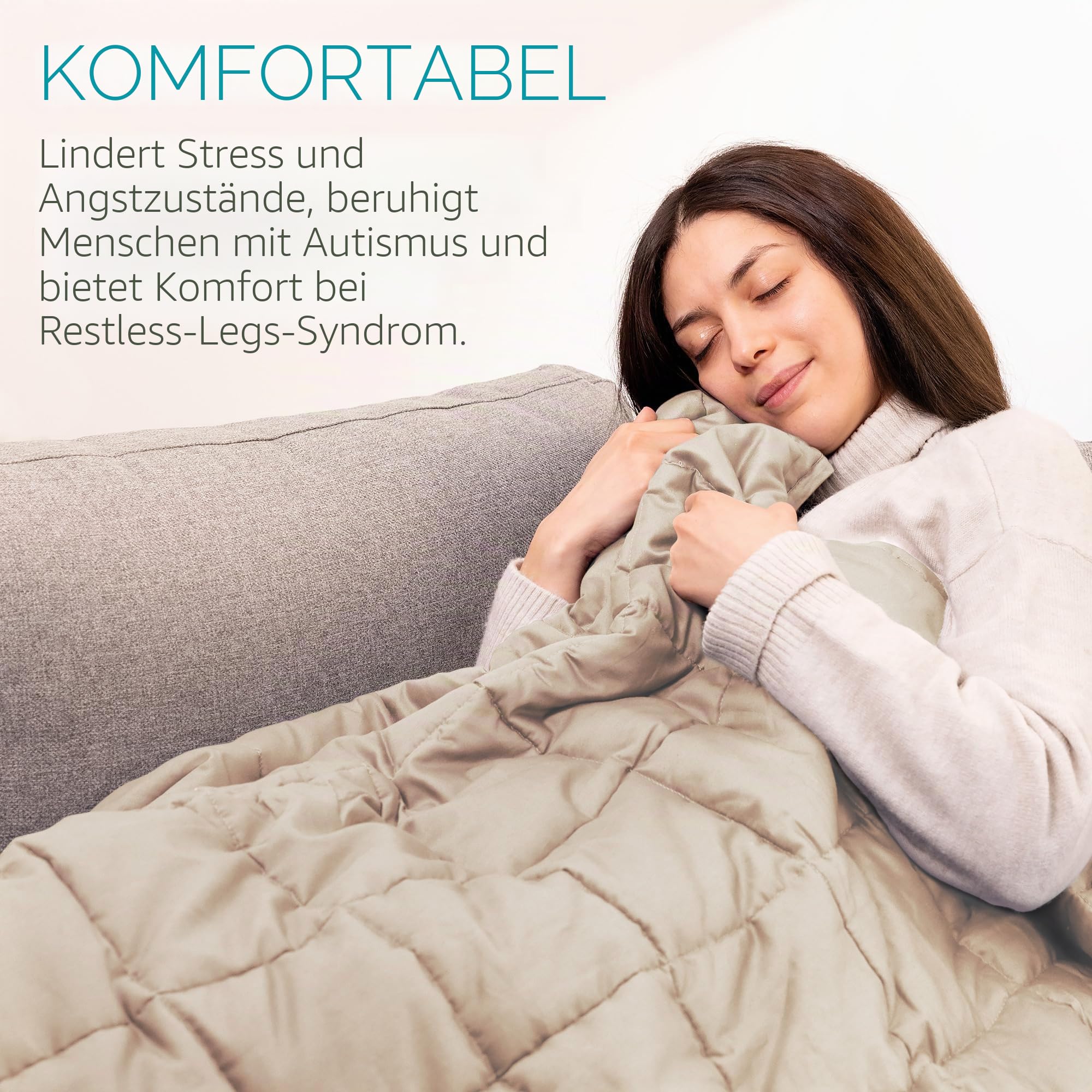 navaris-living-gewichtsdecke-baumwolle-135x200cm-8-8kg-beige image 3