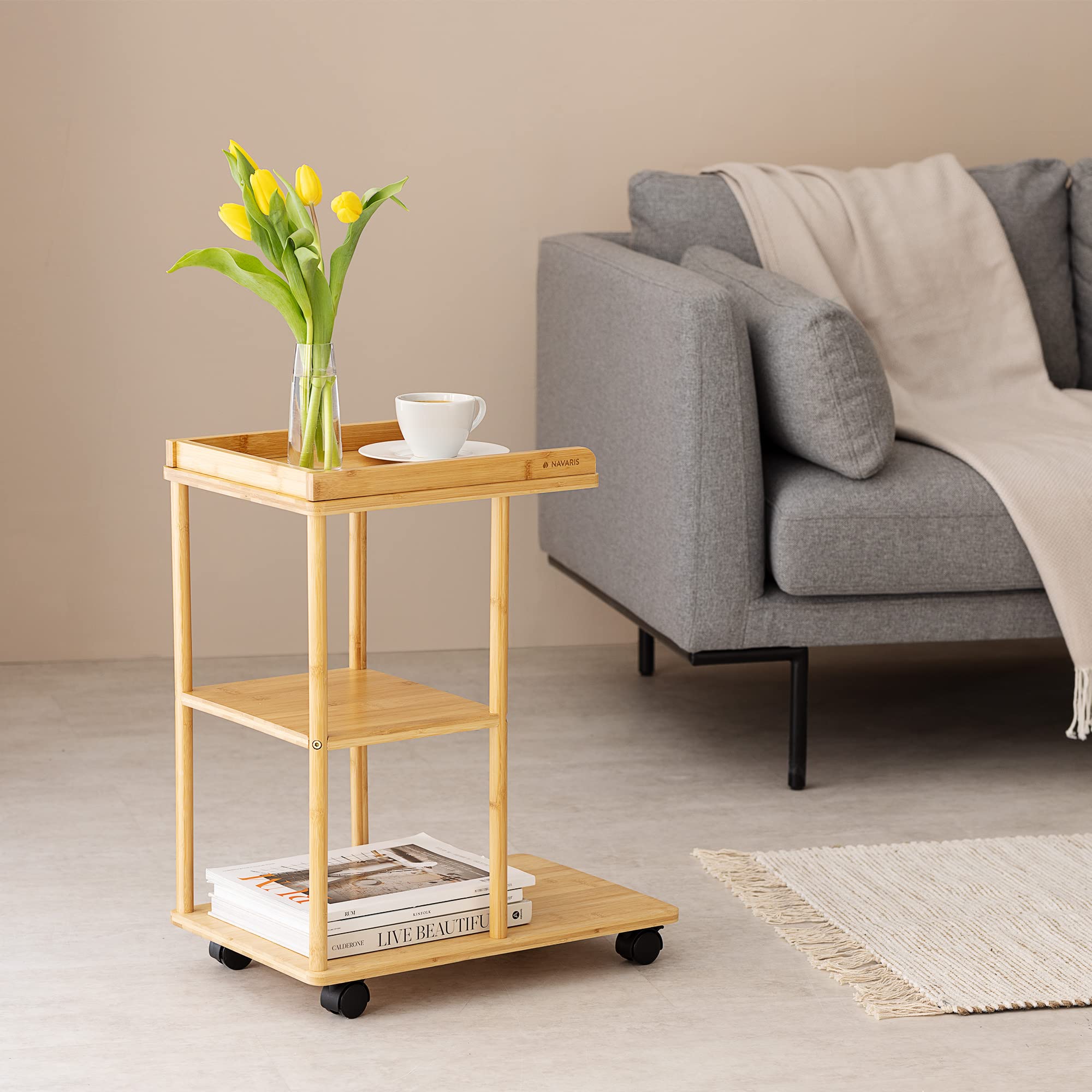navaris-living-beistelltisch-bambus-mit-rollen-61-cm image 2