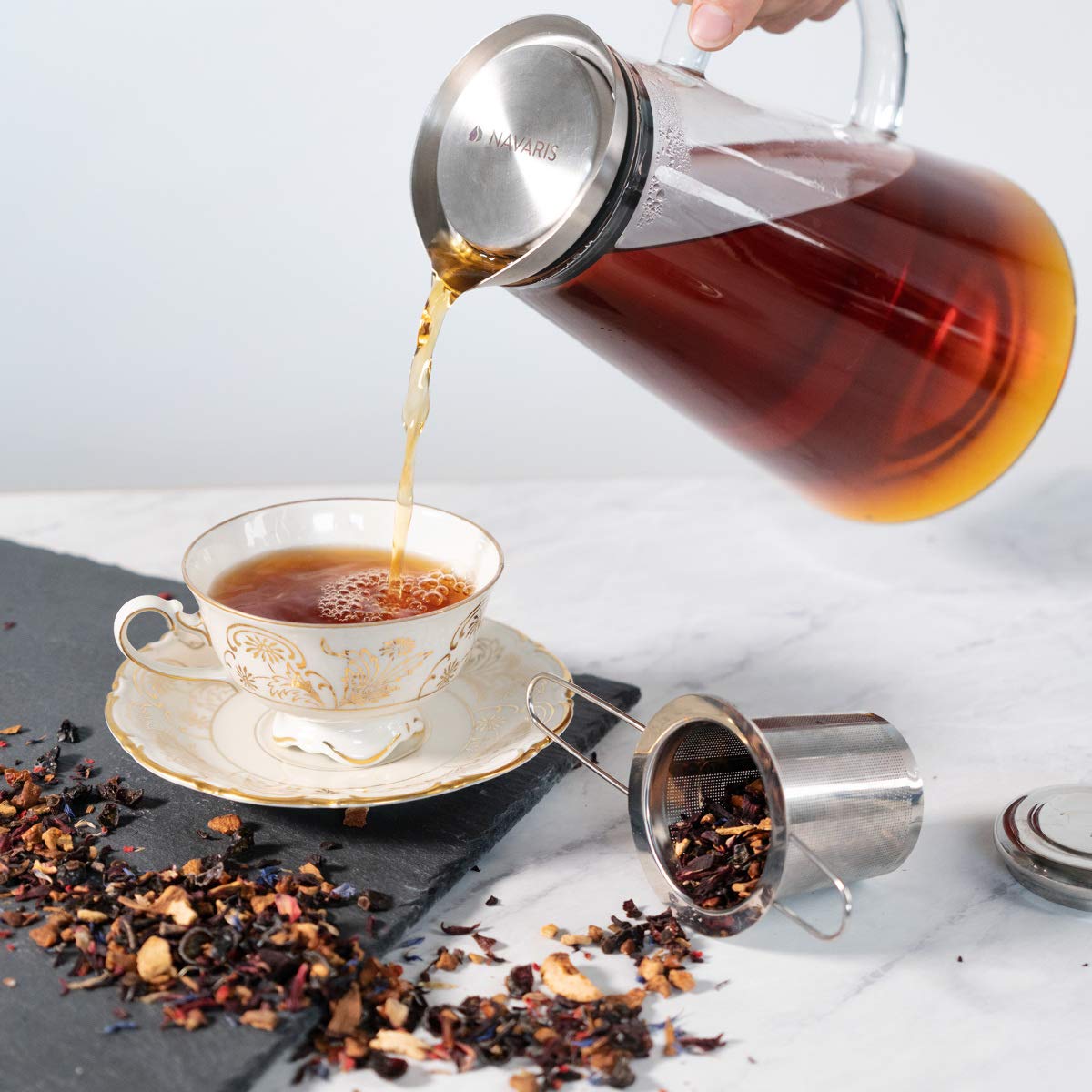navaris-kitchen-teesieb-edelstahl-f-r-tasse-und-kanne-mit-schale image 2