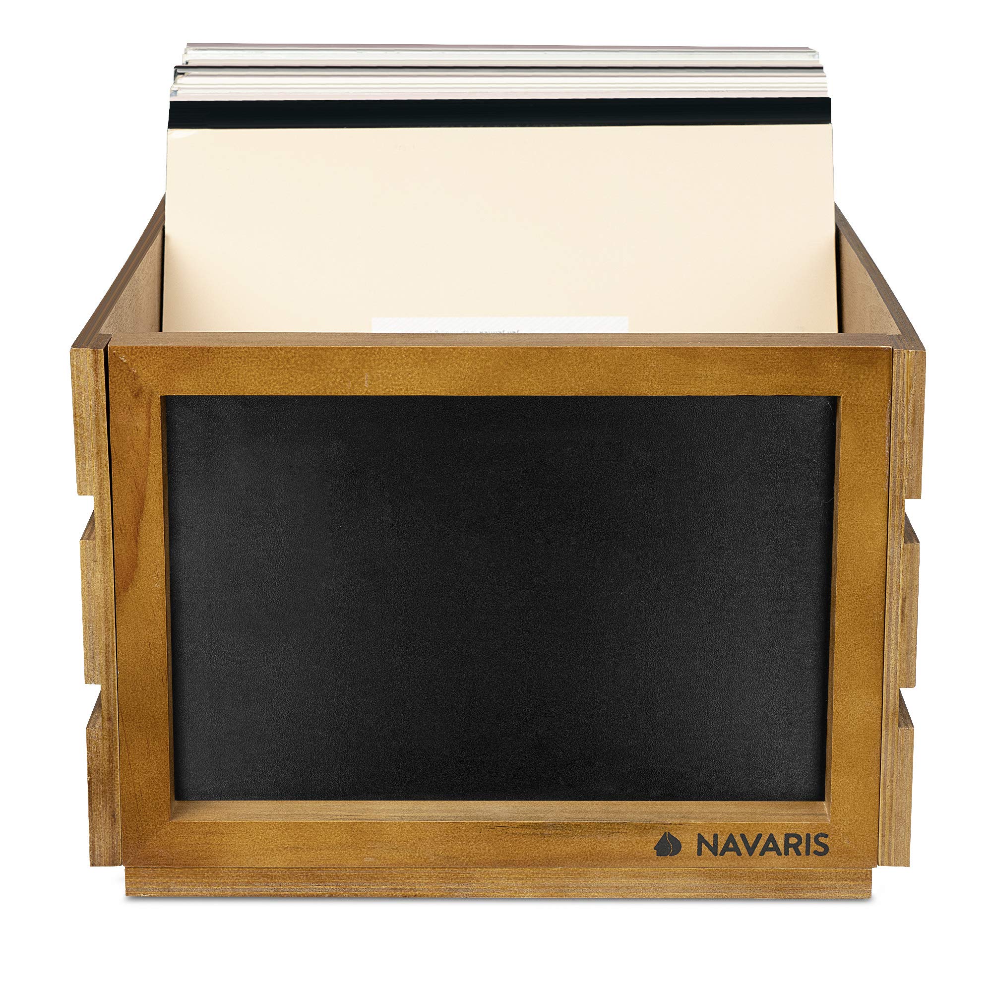navaris-schallplattenkiste-holz-f-r-80-lps-braun-kreidetafel image 7