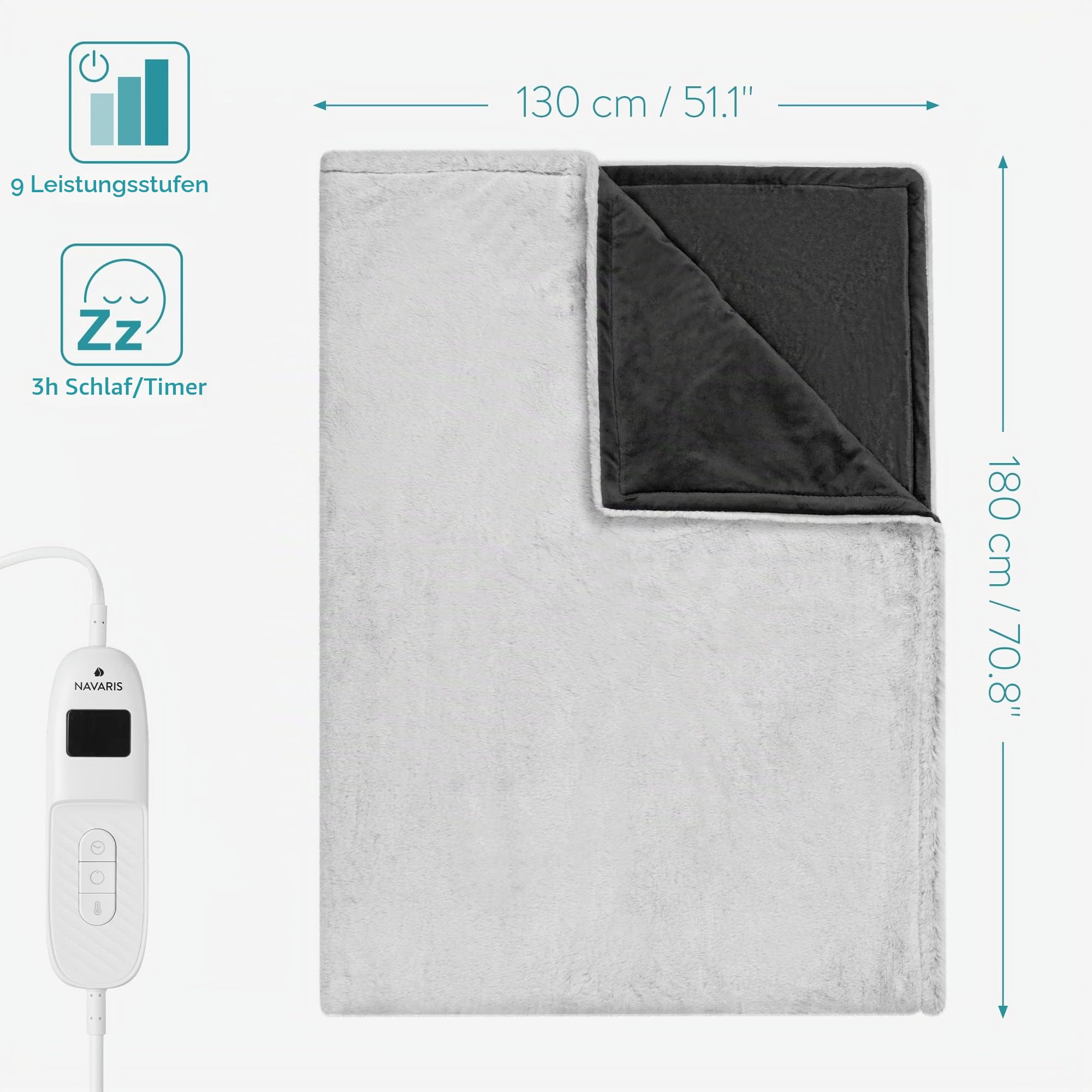 navaris-sport-heizdecke-elektrisch-180x130-grau-9-stufen image 6