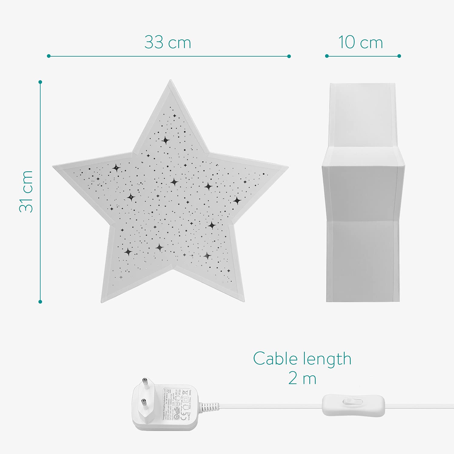 navaris-lighting-led-leuchtstern-wei-31x33-warmwei-mit-kabel image 4