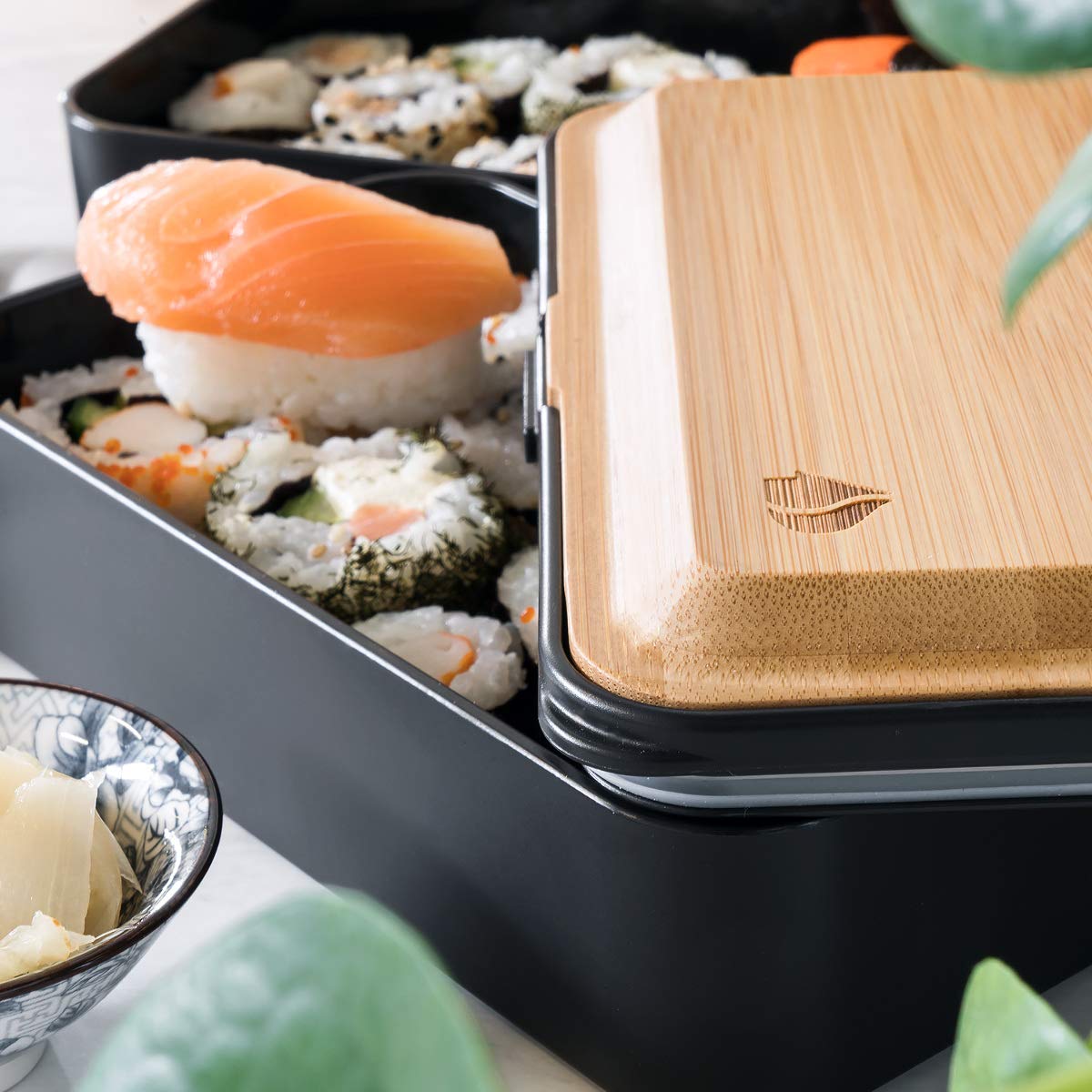 navaris-bento-box-lunchbox-mit-besteck-schwarz-2x-1200ml-luftdicht image 5