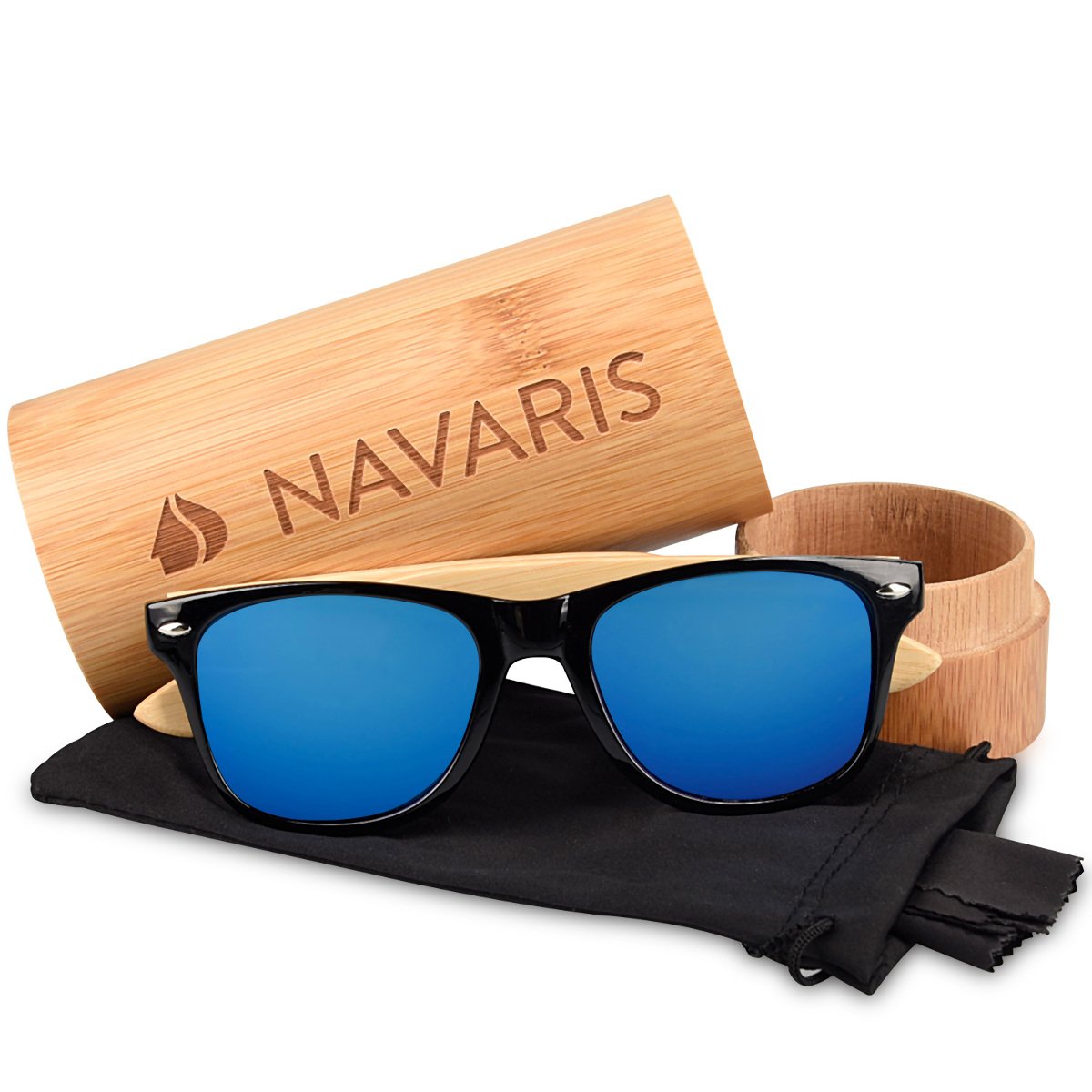 navaris-holz-sonnenbrille-uv400-bambus-unisex-mit-etui-2 image 4