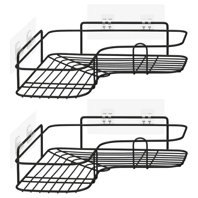 navaris-duschablage-ohne-bohren-eckregal-2er-set-schwarz image 1