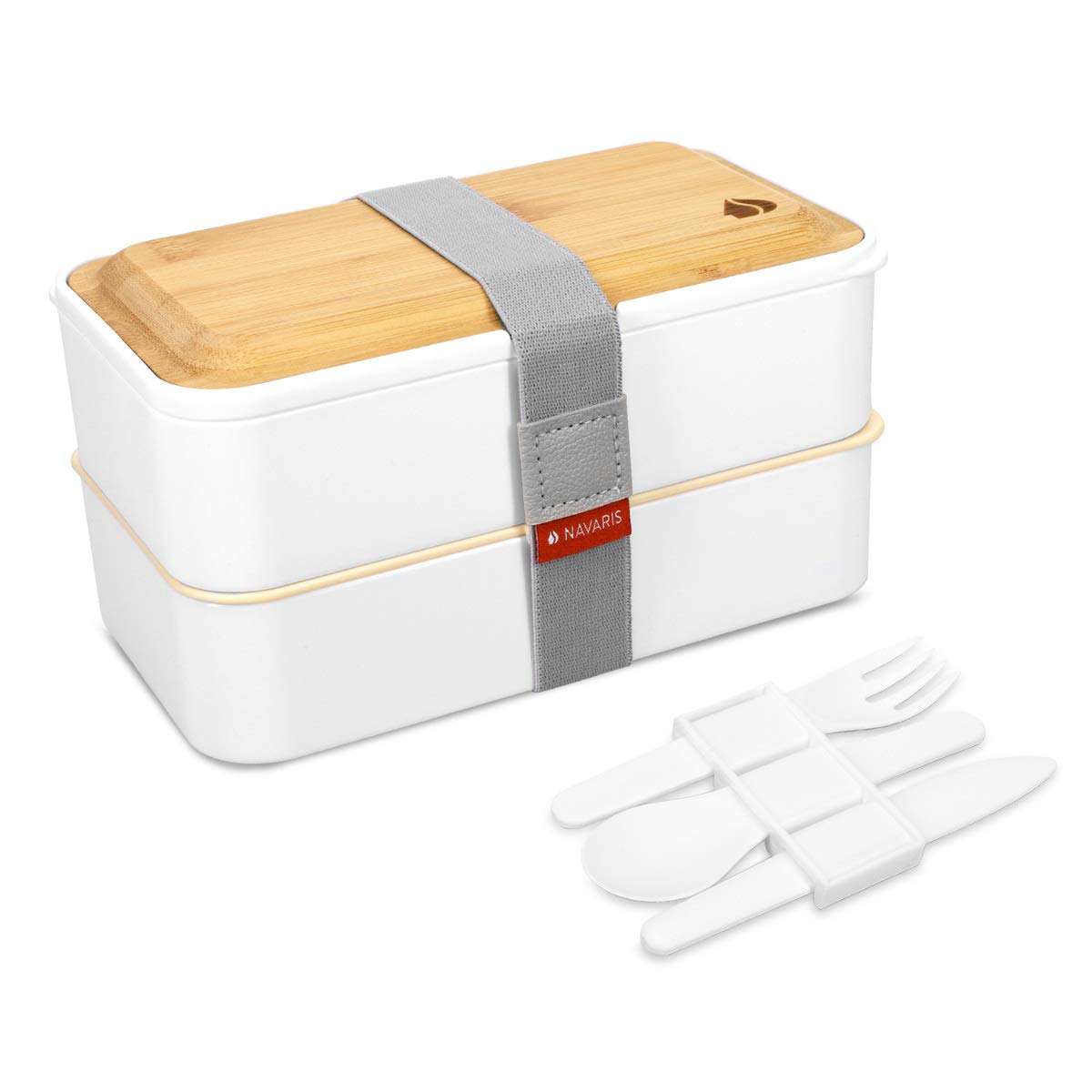 navaris-bento-box-lunchbox-mit-besteck-wei-2x-1200ml-luftdicht image 1