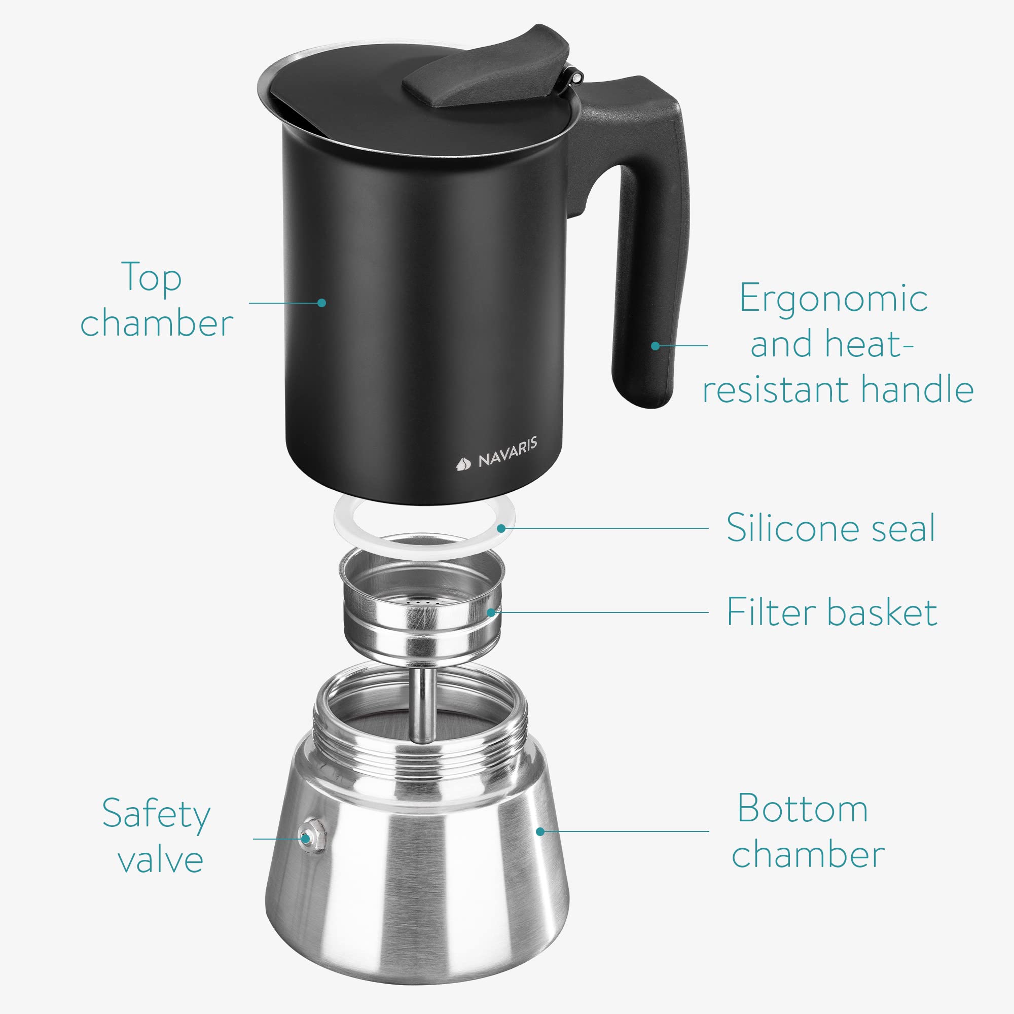 navaris-kitchen-espressokocher-6-tassen-edelstahl-schwarz-300ml image 4