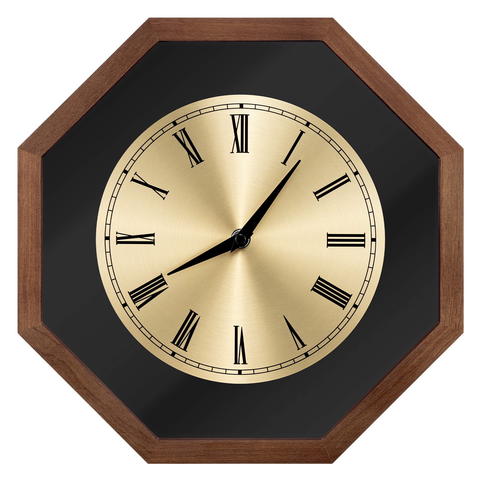 navaris-living-wanduhr-holz-achteck-30x30-dunkelbraun-analog image 1